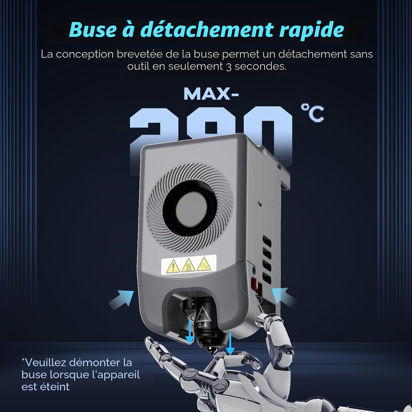 FLASHFORGE Adventurer 5M Pro Buse, 0.25mm 280℃ Buse à haut débit 32mm³/s pour une impression stable à grande vitesse, Adventurer 5M Hotend, 3S Buse à démontage rapide