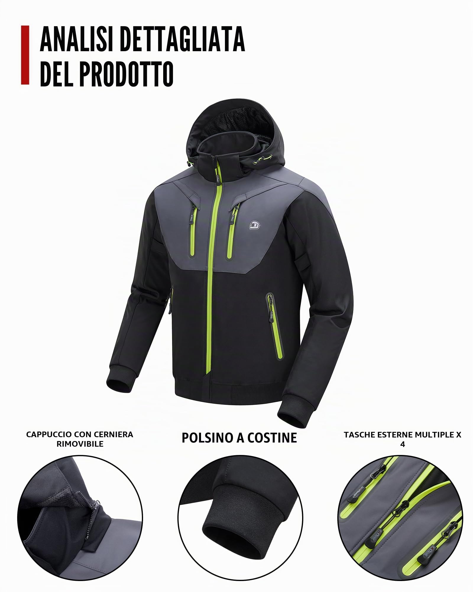 BORLENI Giacca da Moto per Uomini con Protezioni CE Fodera Rimovibile Impermeabile al Vento e all'Acqua per Tutte le Stagioni XL