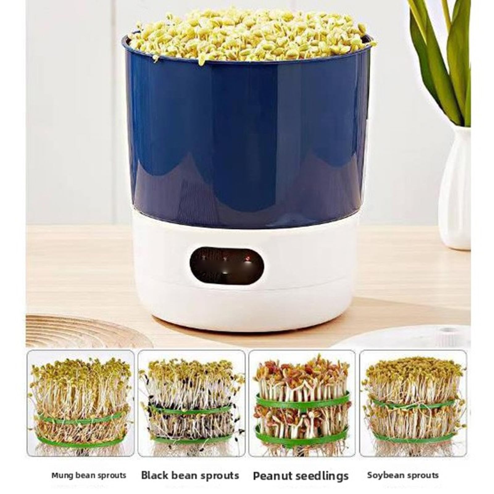 Sxhlseller Máquina de Brotes de Semillas de Frijol, Kit de Cultivo de Brotes de Frijol Giratorio de 360 ​​Grados, Máquina Germinadora de Semillas Automática Inteligente con (Enchufe de la UE 220V)