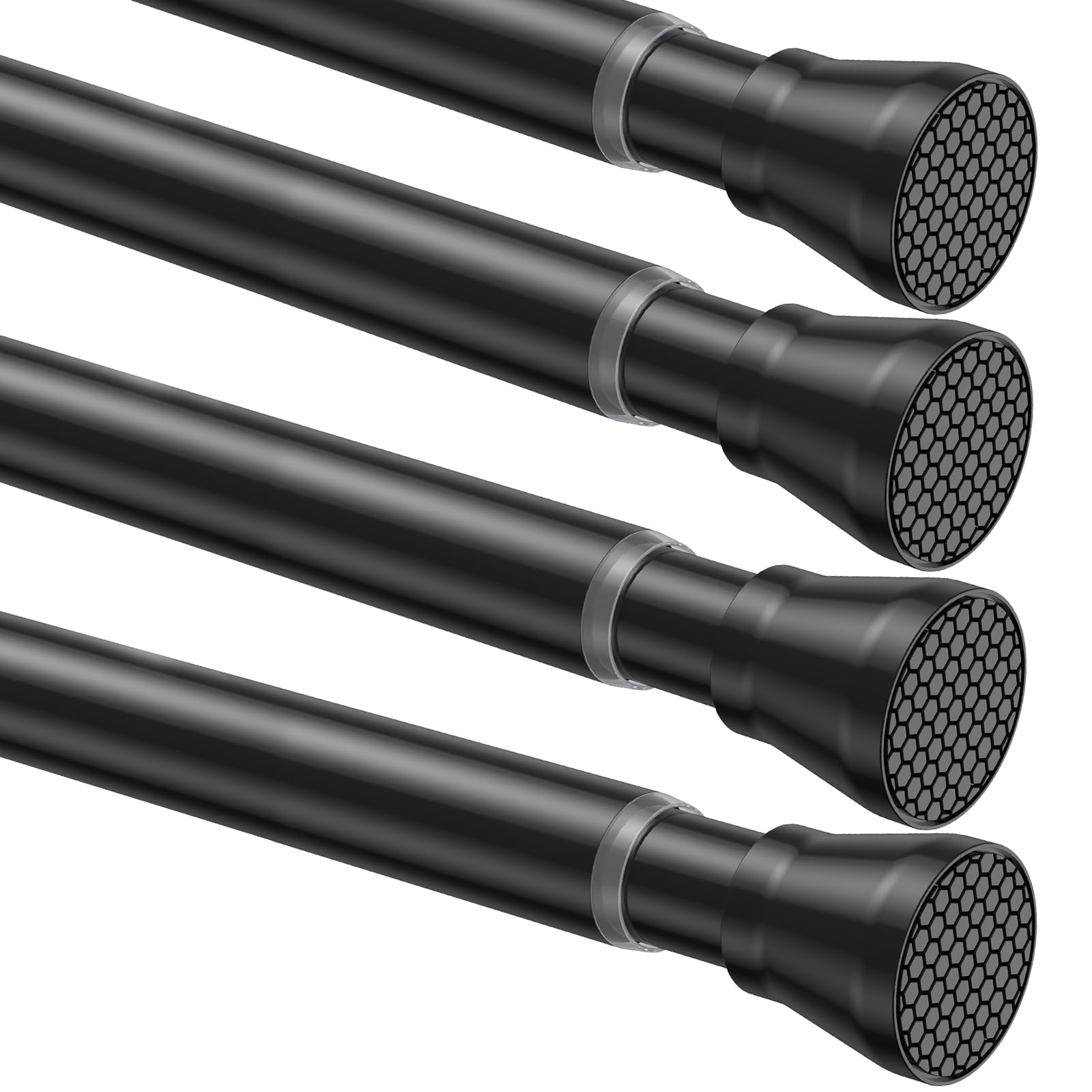 Tringle à rideau extensible AIZESI de 71 à 130 cm avec ressort réglable, lot de 4