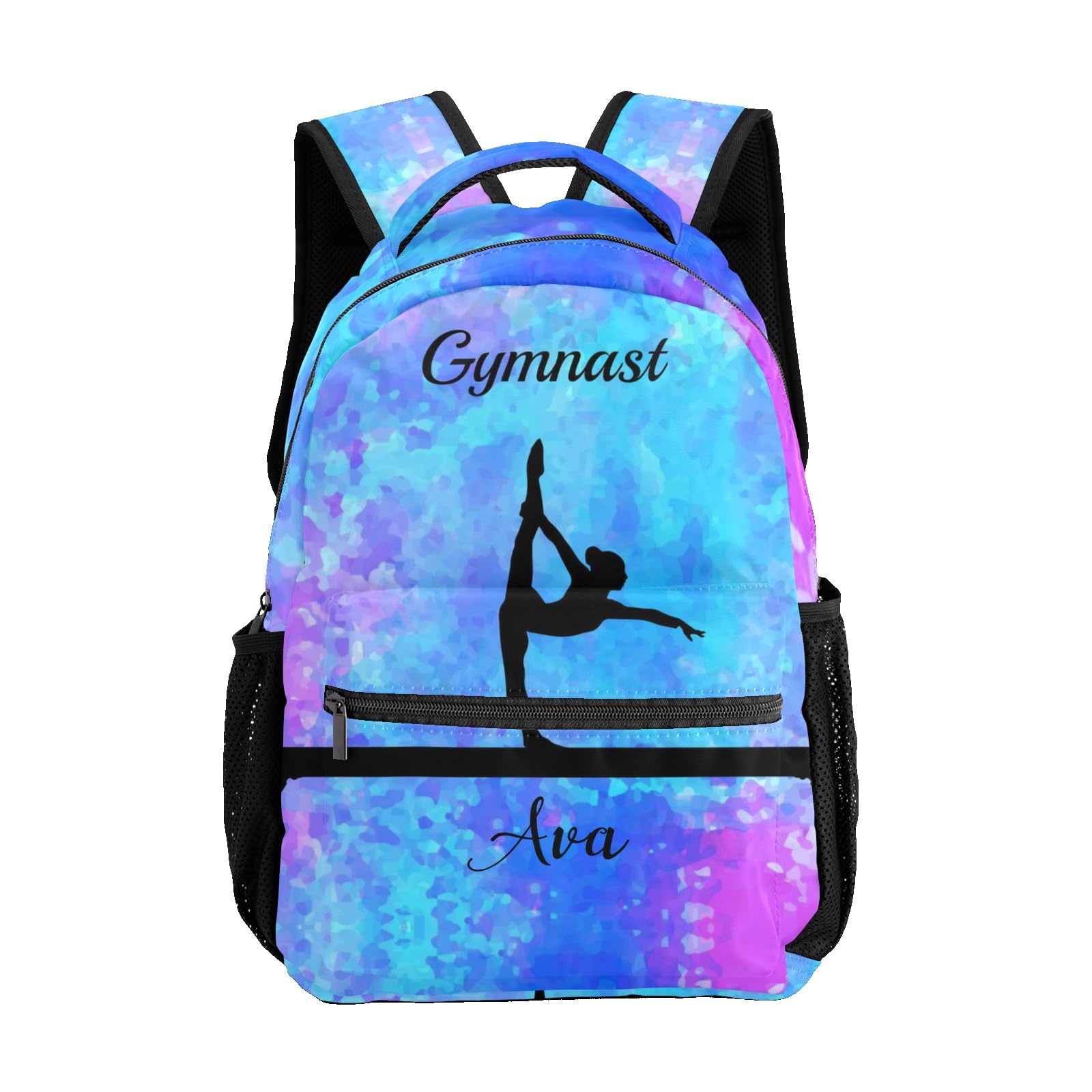 Eiis Unidesign Custom Kid Backpack, Gymnastics Beam Personalized School Bookbag with Your Own Name, Customization Casual Bookbags for Student Girls