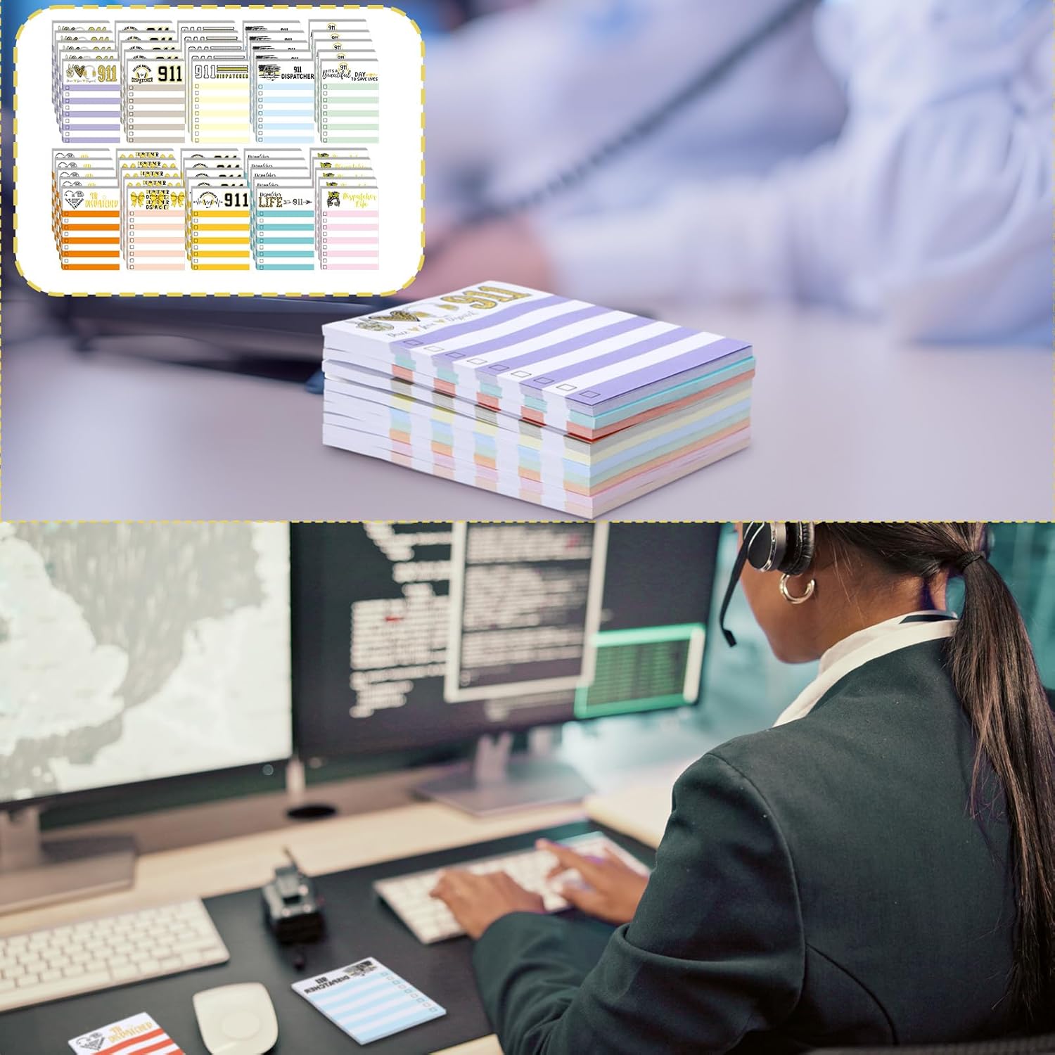 Tinlade 50 Pack 911 Dispacther Small Note Pads 911 Dispatcher Appreciation Gifts Telecommunication Call Coworker Appreciation Week Gifts Desk Notepads for 911 Dispatcher Birthday, 30 Sheets Each