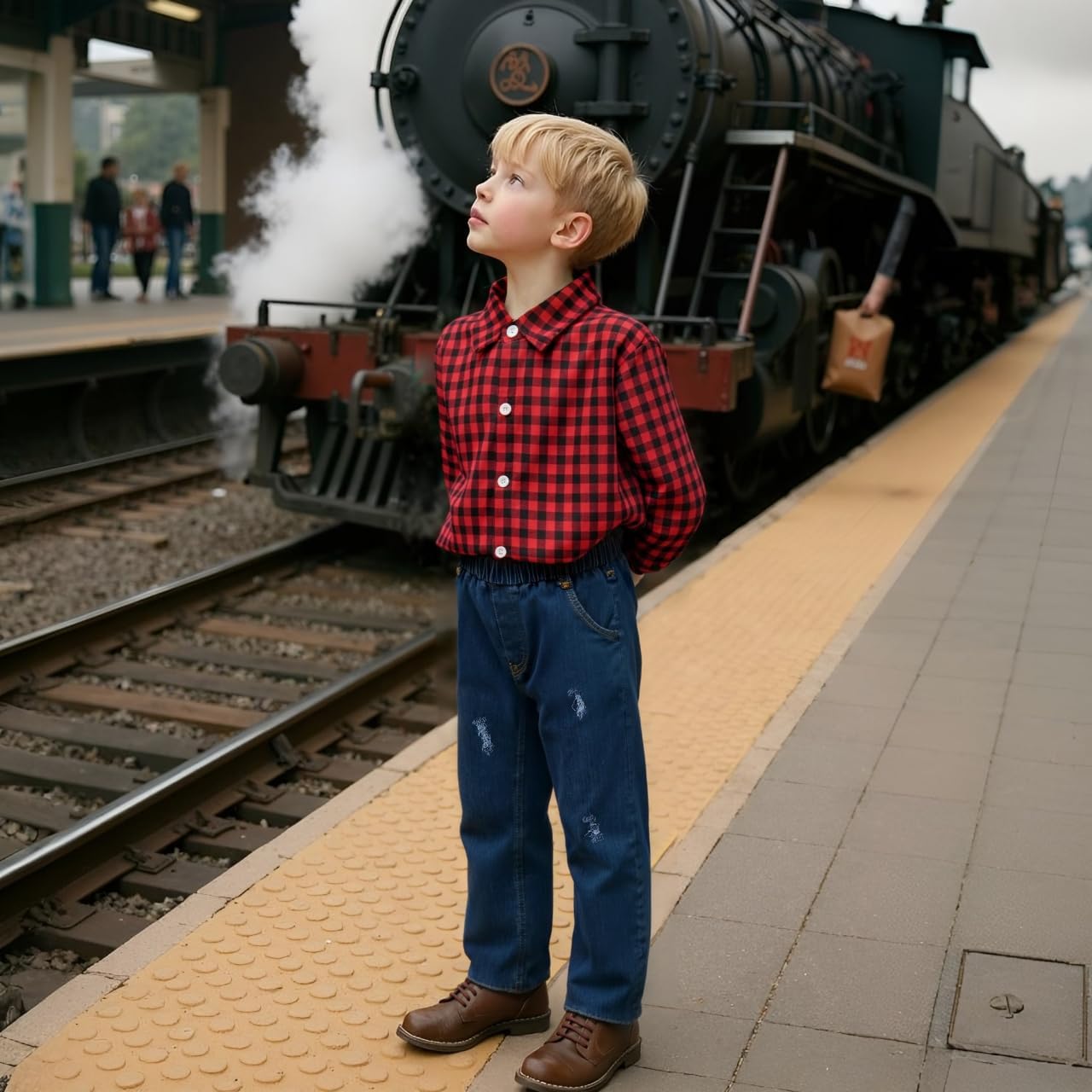 4-8 Years Boys Plaid Shirts & Denim Jeans Outfit Clothing Casual Toddler Boy Fashion - Image 5