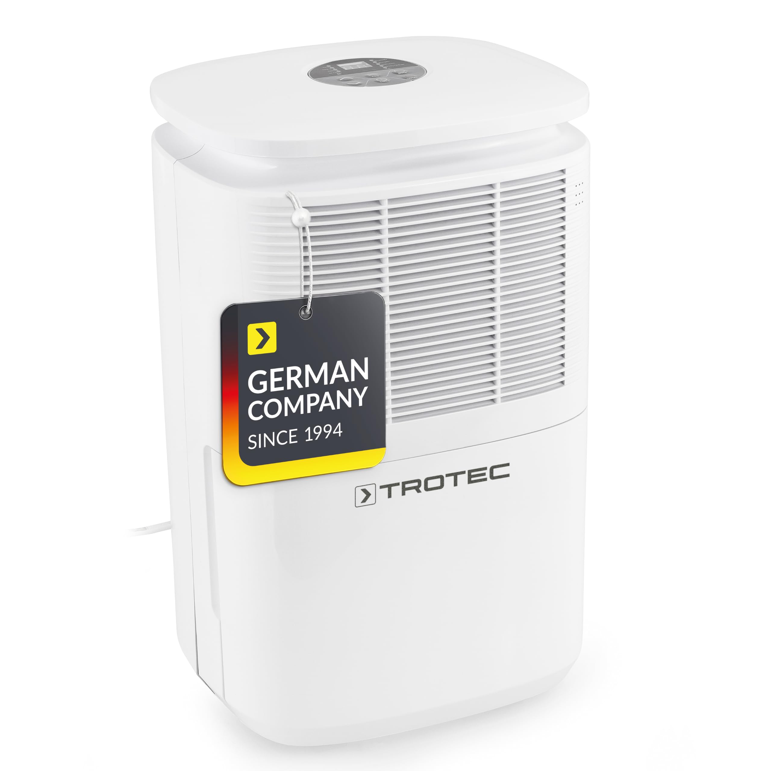 TROTEC Deshumidificador TTK 30 E, 12L / día, LED de 3 Colores, Función Secado de Ropa, Depósito1,9 L, Portátil, Silencioso, Auto-Apagado, Temporizador, Higrostato