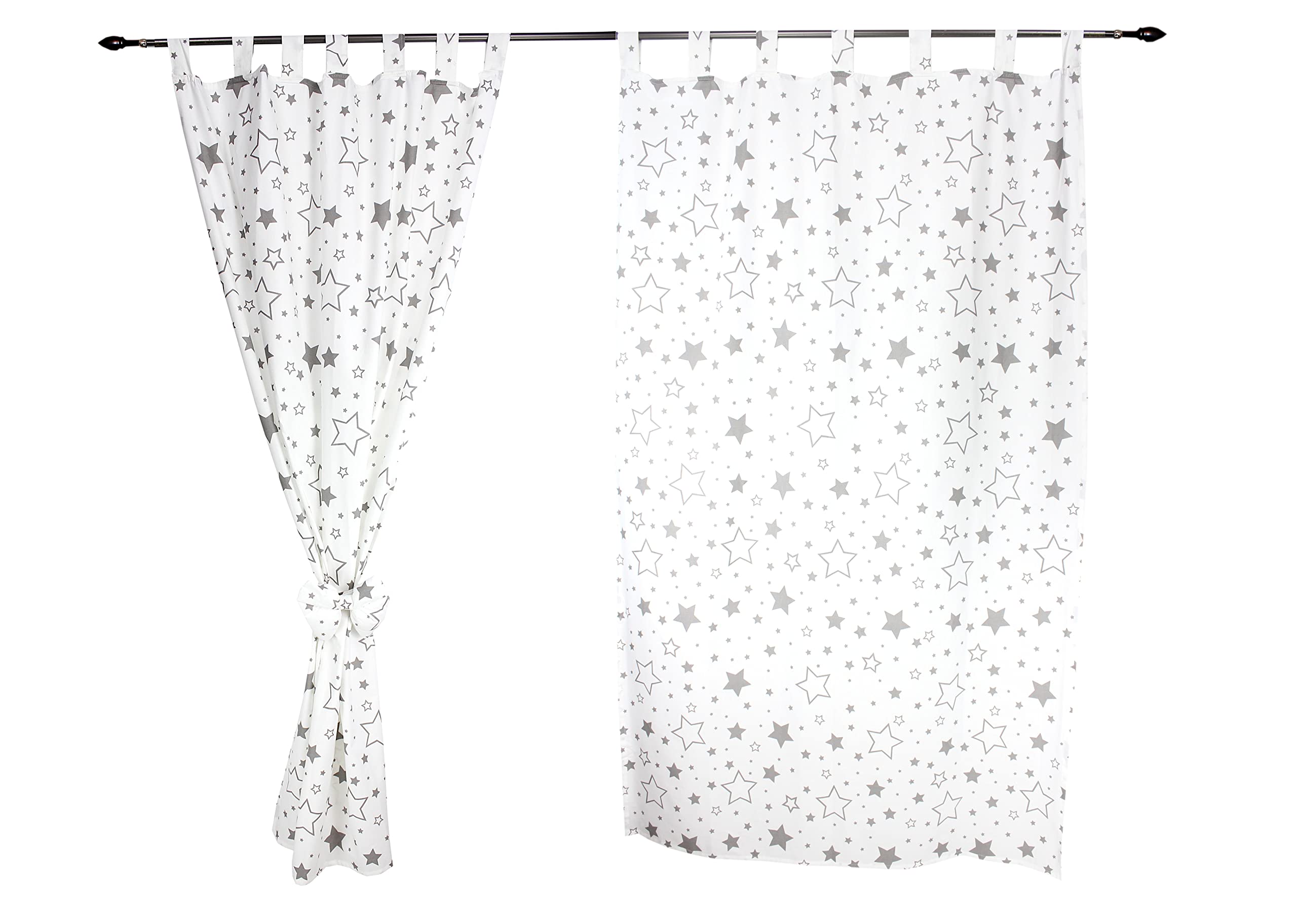 TupTam Rideaux pour Chambre d'enfant avec Passants 2 pcs, Gris/Galaxy, 155x95 cm
