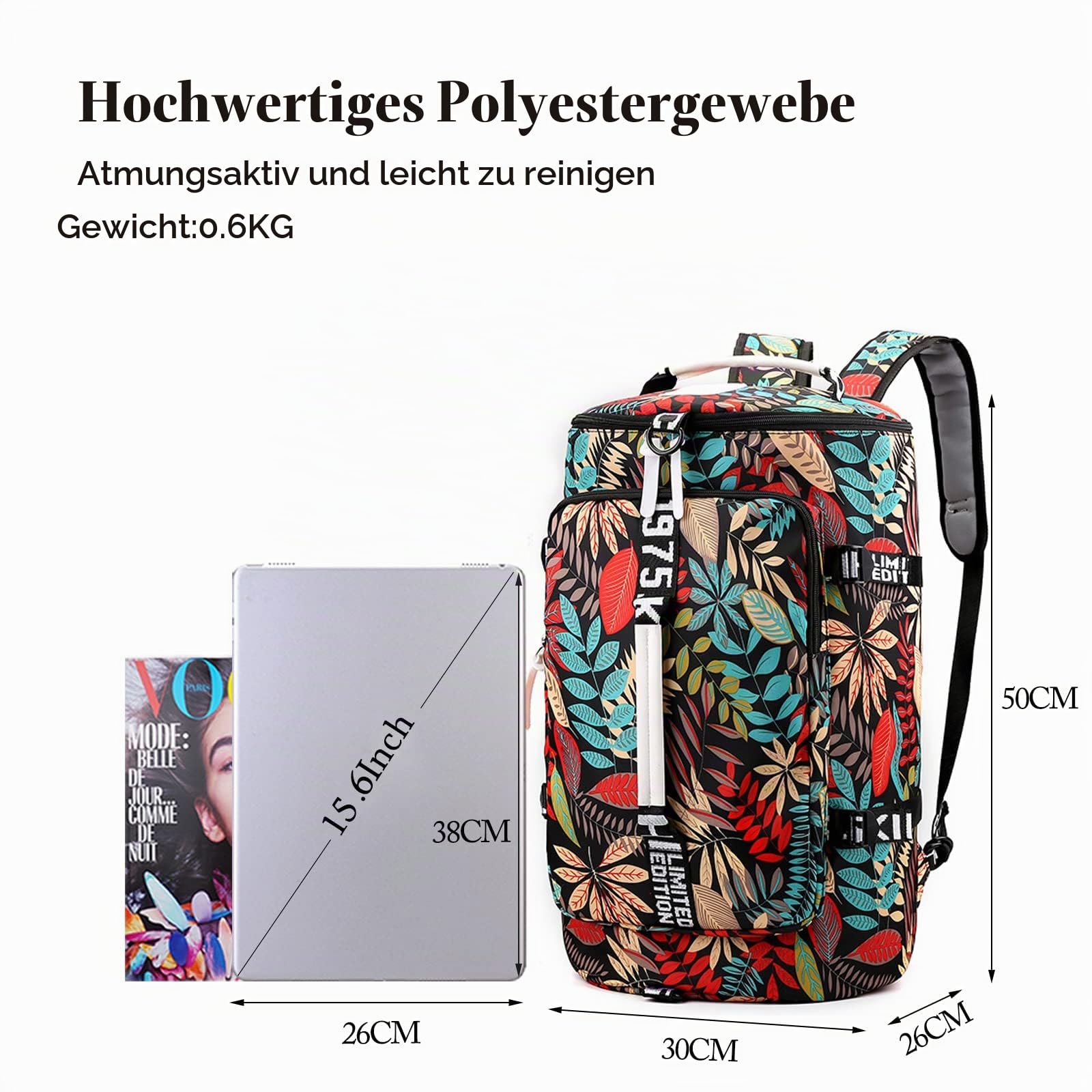 FANDARE Reisetaschen Sporttasche Laptop Tasche Damen Umhängetasche Herren Handgepäck Schultertasche Übernachtung Sporttasche Weekender Kliniktasche Schwimmtasche Trainingstasche Schultertasche