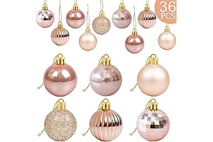 36Pcs Rose Gold Christmas Balls Ornaments for Xmas Tree