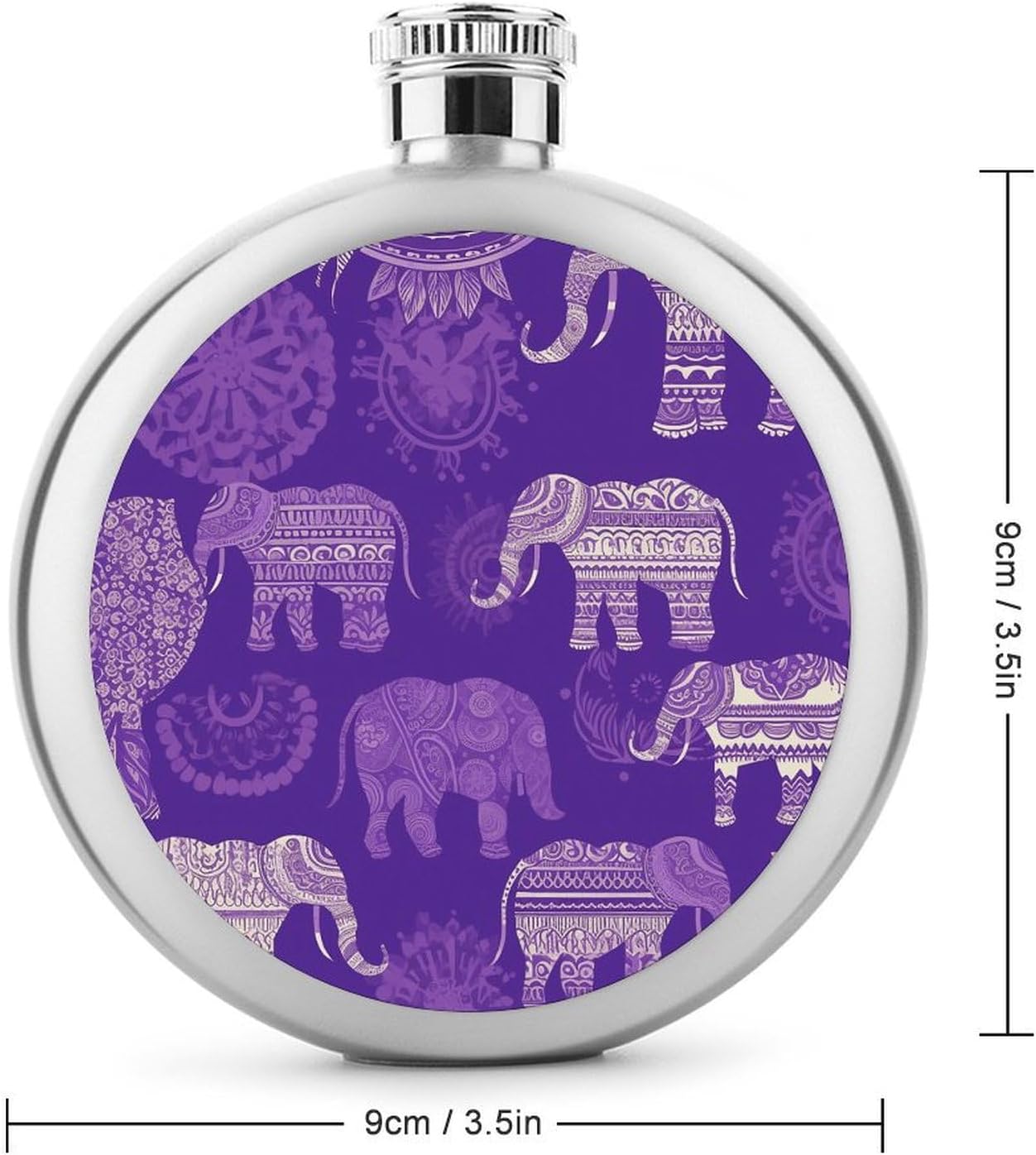 Purple Elephant Hip Flask 5 Oz Round Stainless Steel Mirror Polished Wine Pot Portable Pocket Wine Whiskey Flask Small Drinking Flasks Drinkware for Men Women