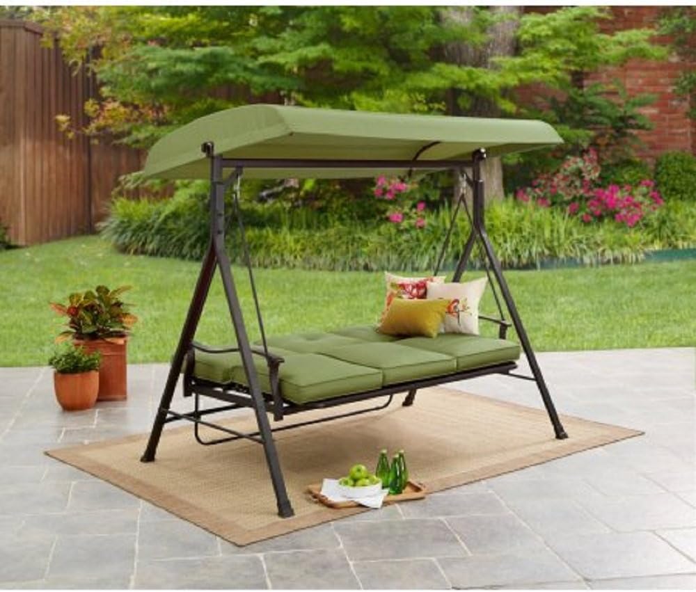 Mainstay Belden Park 3-Person Hammock Swing converted to a flat bed position