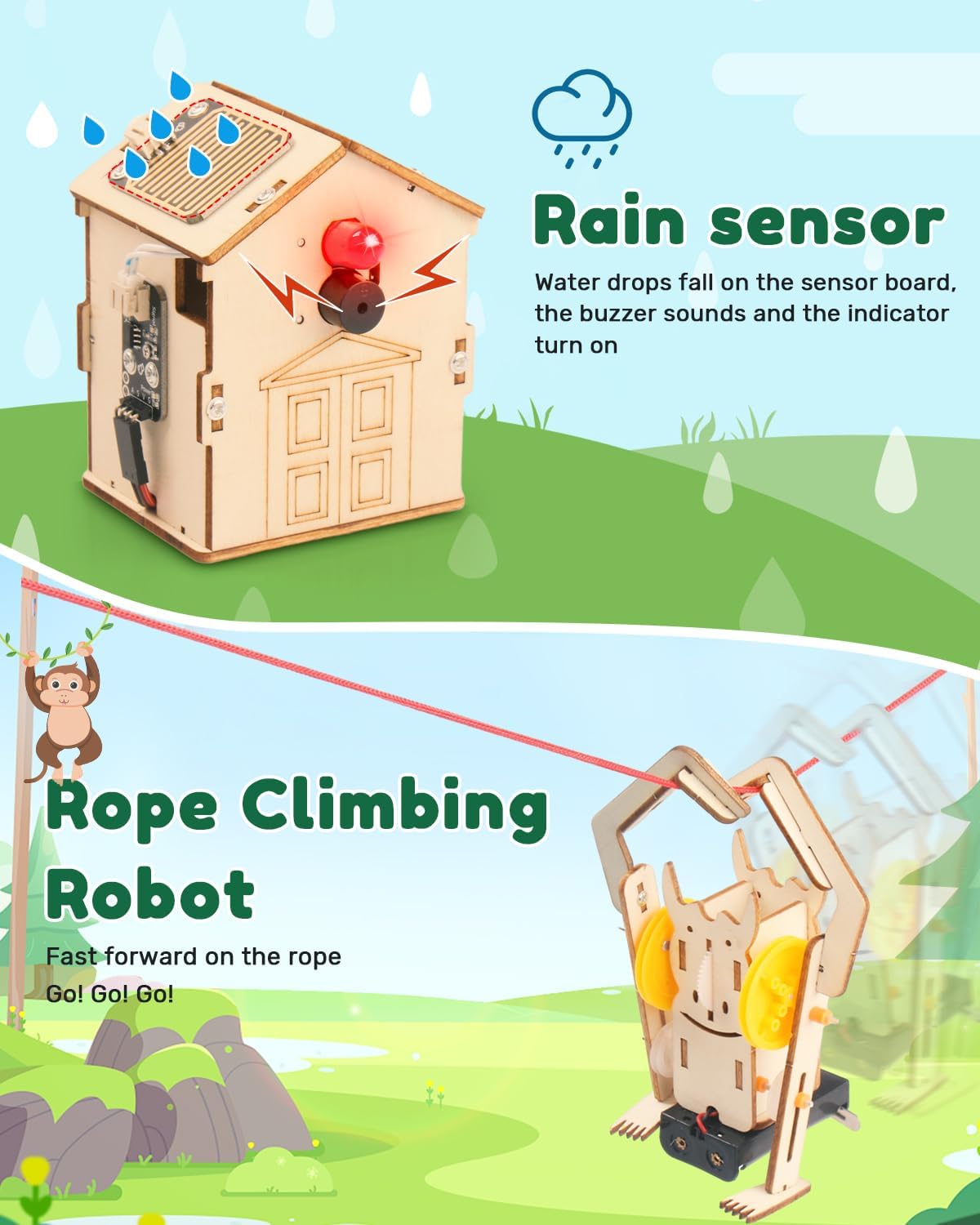 Poraxy 5 in 1 STEM Kits for Kids Age 8-10, Wooden 3D Puzzles, Arts Crafts Science Kits for 8-12, Educational Projects Building Toys, Birthday Gifts for Boys and Girls 7 8 9 10 11 12 13 14 Years Old