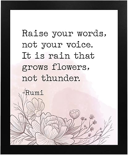 Miniatura 6 de Raise Your Words - Inspirational Wall Decor, Flowers Themed Rumi Quotes Motivational Wall Art Print Ideal for Home Decor, Office Decor, Spiritual
