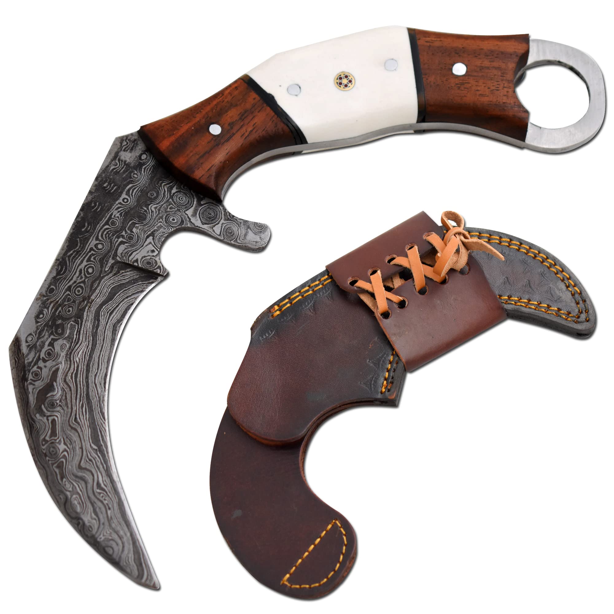 Old Ram Handmade Fixed Blade Damascus Hunting Knife with Sheath | EDC Knife for Men