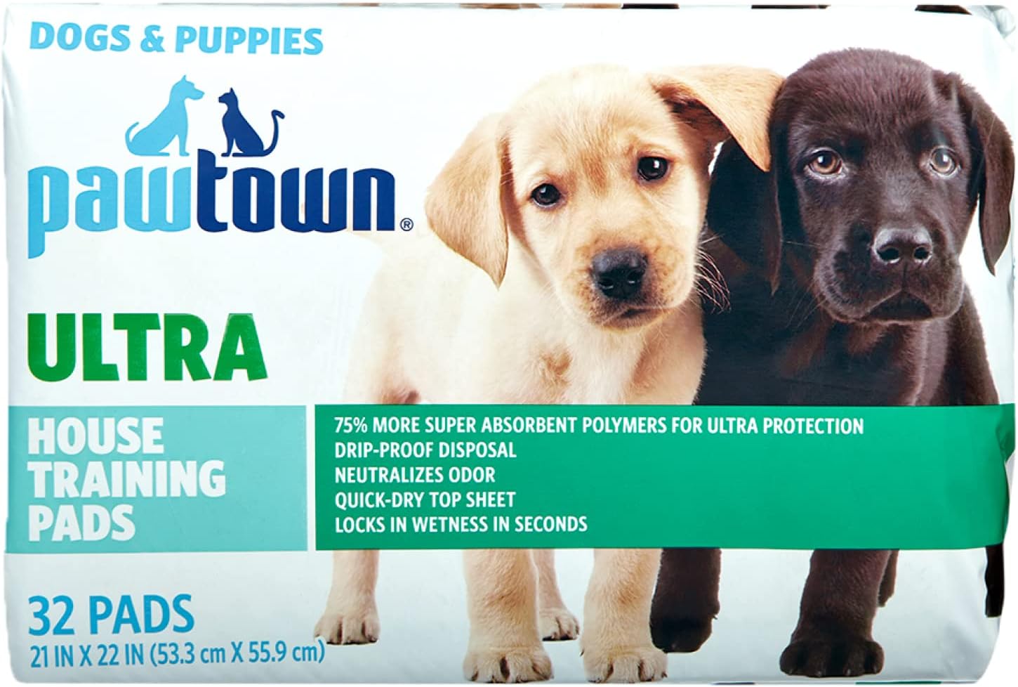 Rite Aid Pawtown Puppy Pads, Ultra Absorbent - 32 Count | Pee Pads for Dogs