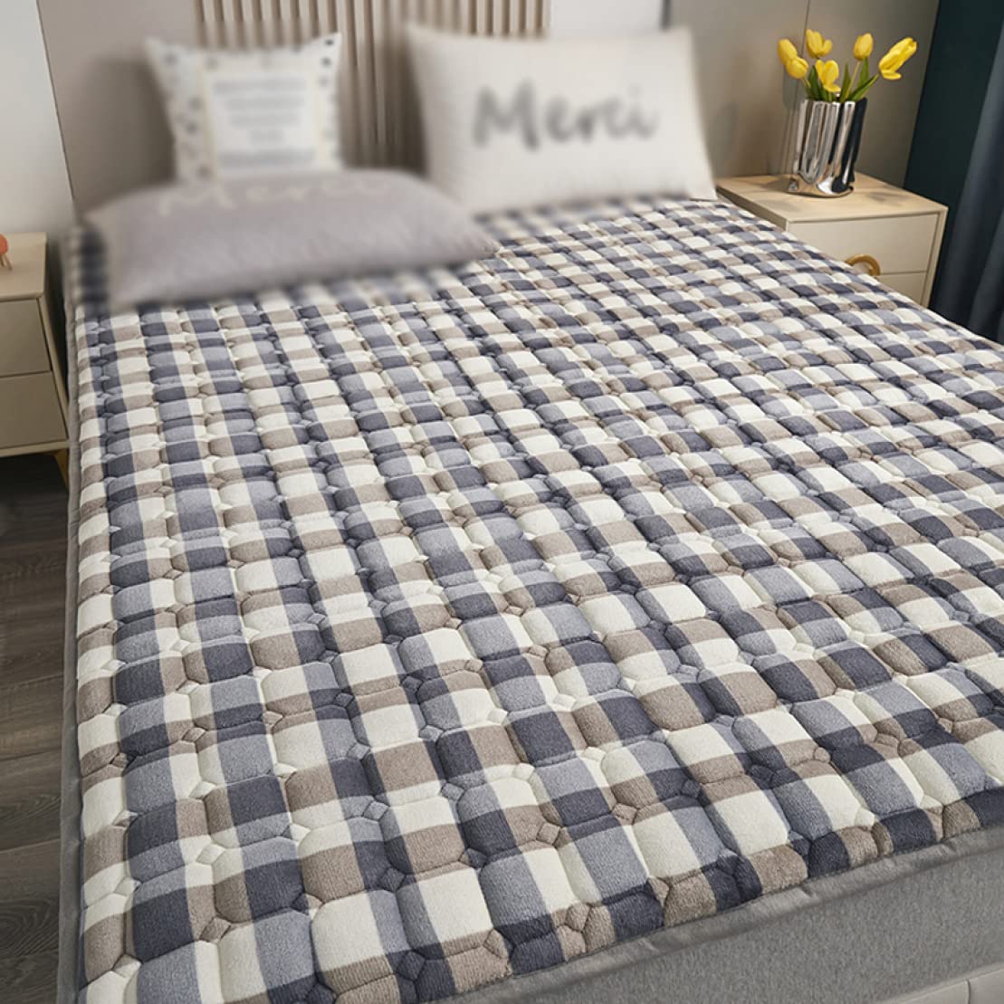 Protège-matelas absorbant et chauffant en microfibre thermique gris
