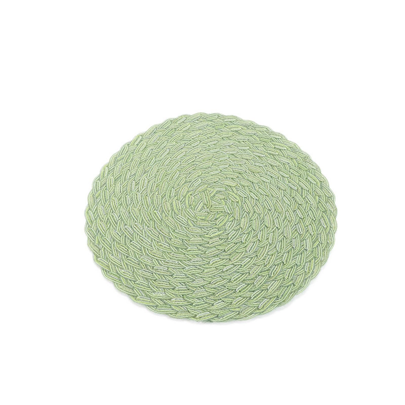 Napperon tressé en lin vert de 35cm lavable pour table de salle à manger