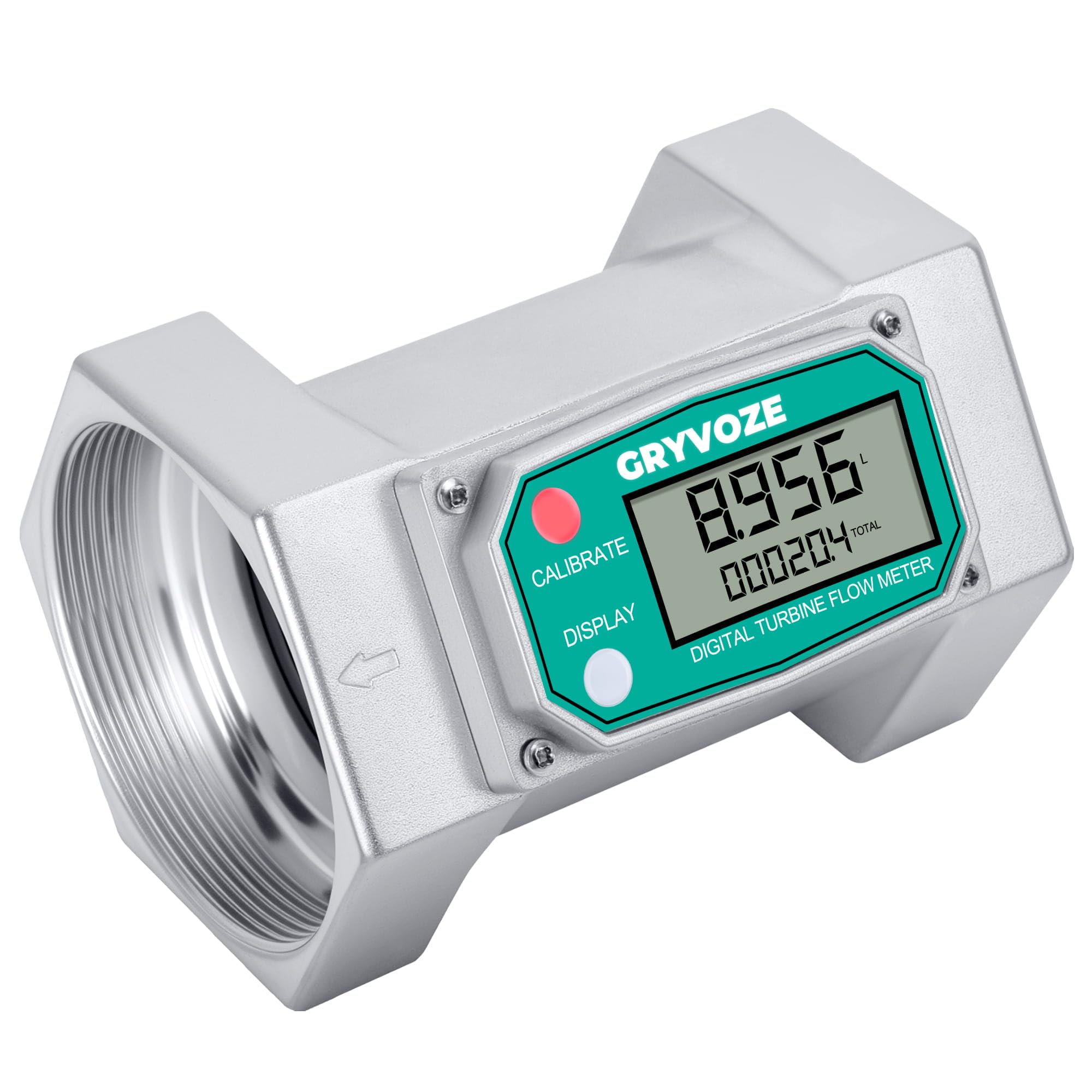 Medidor de flujo de turbina de 3 pulgadas, medidor de flujo en línea de 21-264 GPM, pantalla LCD de 180°, contador NPT de alta precisión para diésel, gasolina y agua (5 unidades: galón, QTS