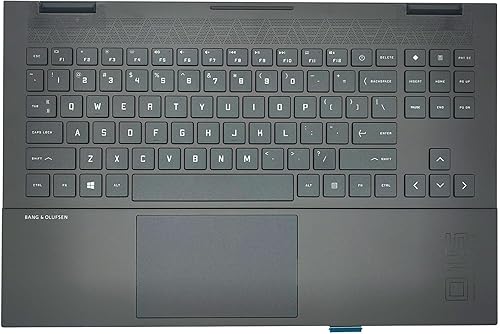 Jxjslp Repuesto para HP Omen 15-EK 15-EN TPN-Q236 Q238 15-EN0013DX Palmrest Carcasa superior con teclado retroiluminado M00666-001 Negro