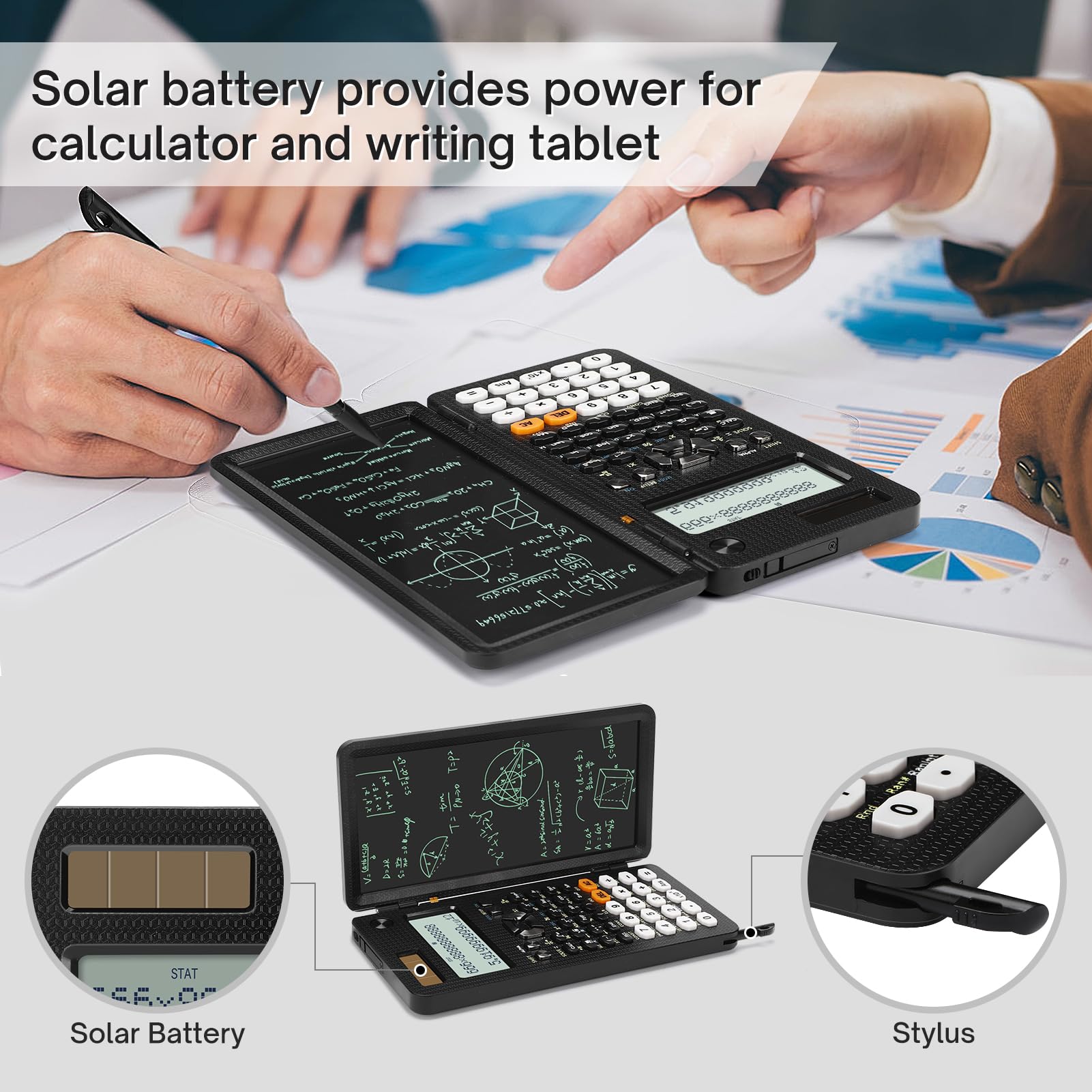 zerotop Calcolatrice Scientifica, Solare 417 Funzioni Aritmetiche con Lcd Schede di Scrittura per Liceo Università Scuola Casa