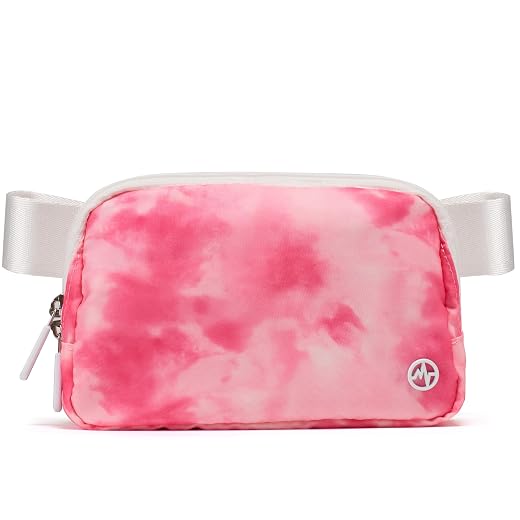 Pander Two Way Zipper Fanny Pack Nylon Everywhere Belt Bag for Women, Water Repellent Waist Packs, Crossbody Bags with Adjustable Strap (Cloud Pink)