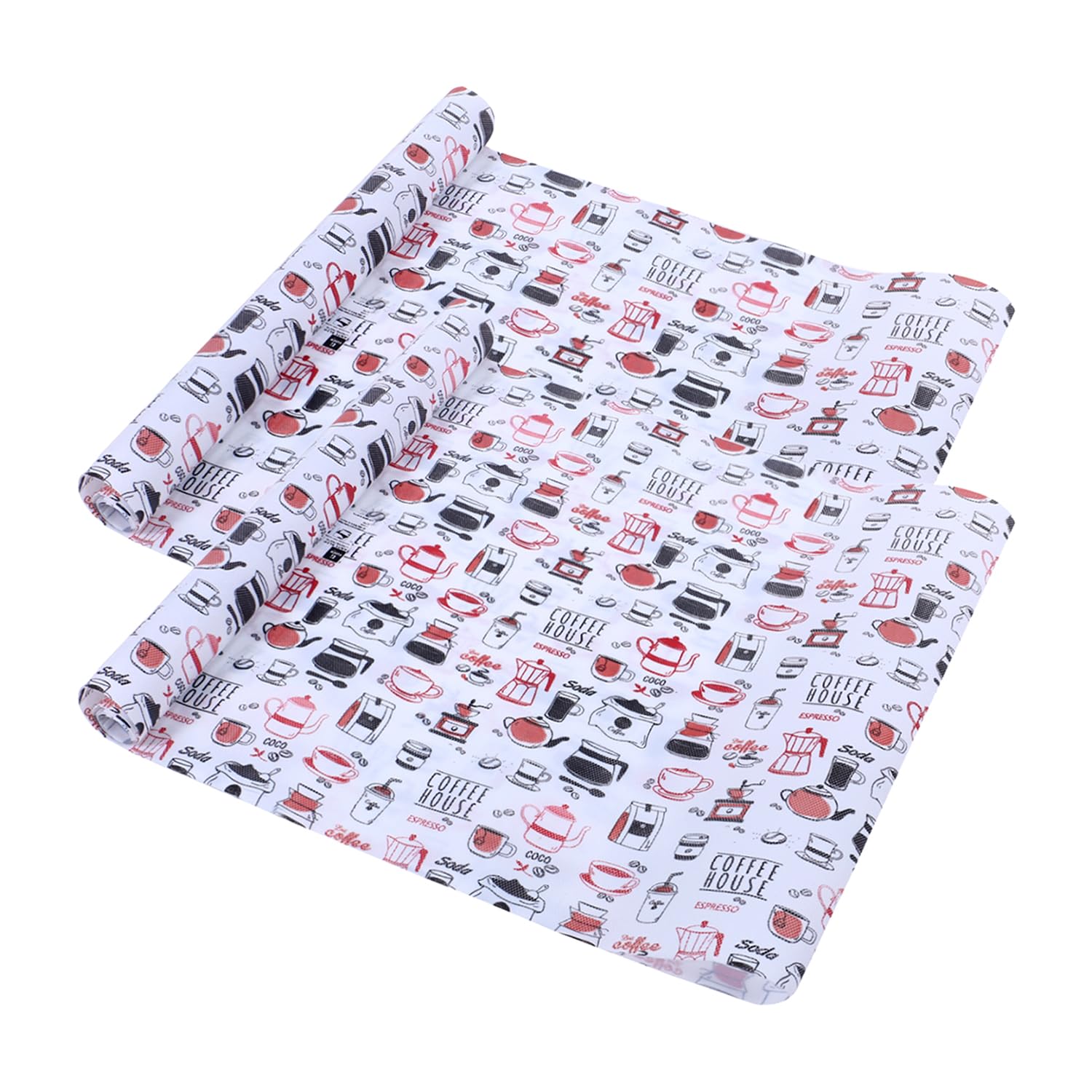 Kuber Industries Shelf Liner | EVA Kitchen Cabinet Shelf Mat | Anti-Slip Bathroom Mat | Fridge Mat | Red Coffee house Wardrobe Mat | 1.5 Meter | Pack of 2 | White