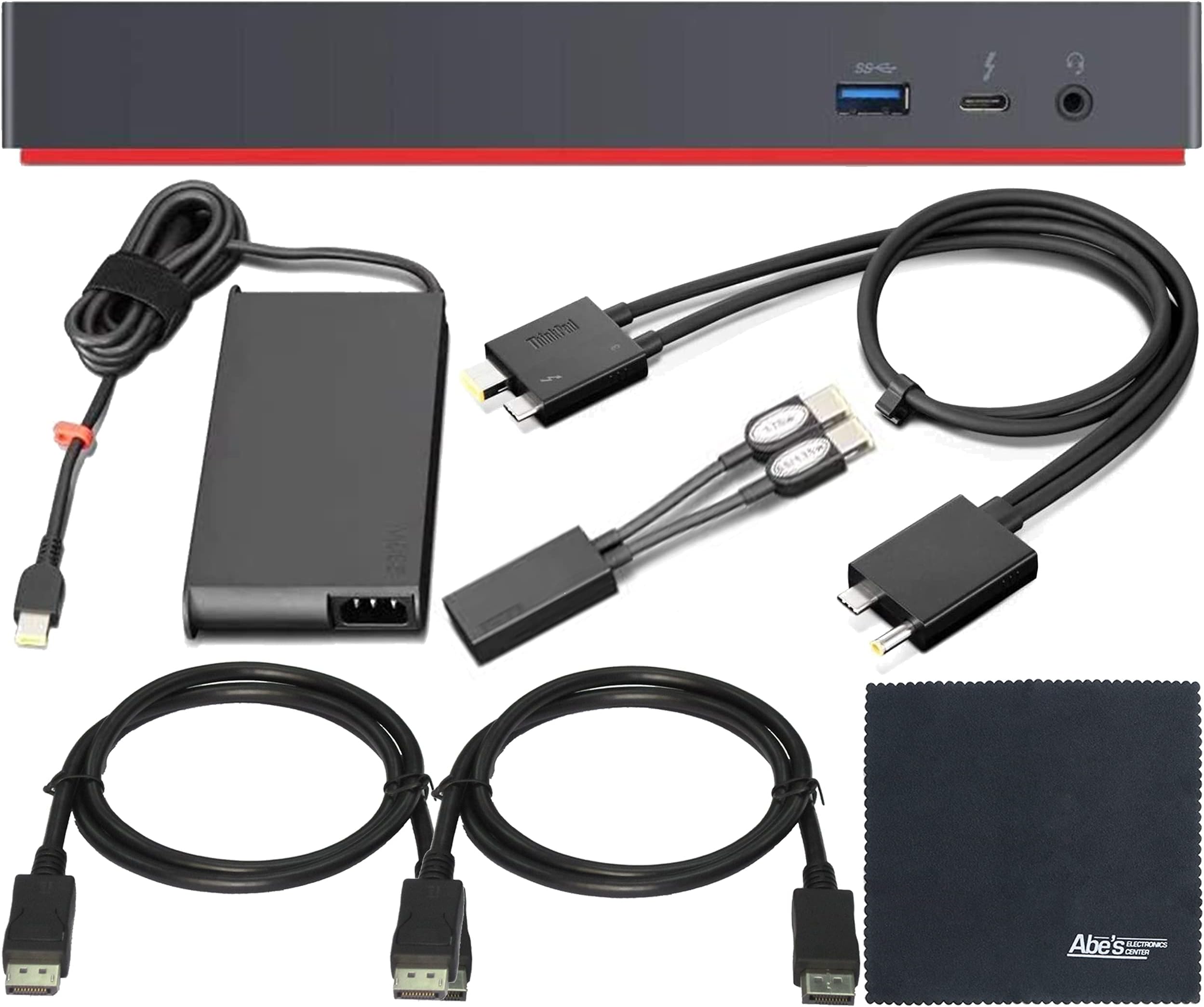 Lenovo Black 40ANY230US (1) Thunderbolt 3 Workstation Dock Gen 2 + (2) ZoomSpeed DisplayPort Cables + AOM Bundle