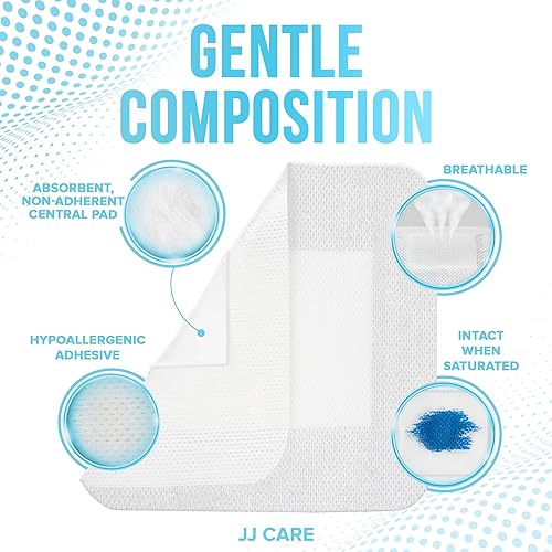 Miniatura 5 de JJ CARE Aderezo adhesivo para isla (paquete de 25), gasa con borde estéril de 6 x 6, vendaje de isla transpirable, vendajes de gasa adhesivos