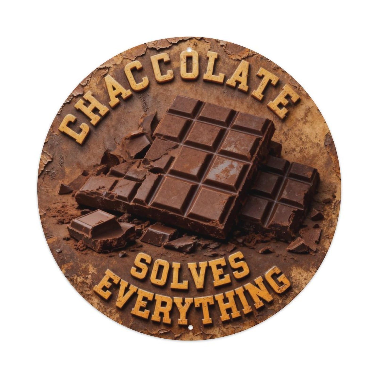 Chocolate Solves Everything Metal Tin Sign Plaque