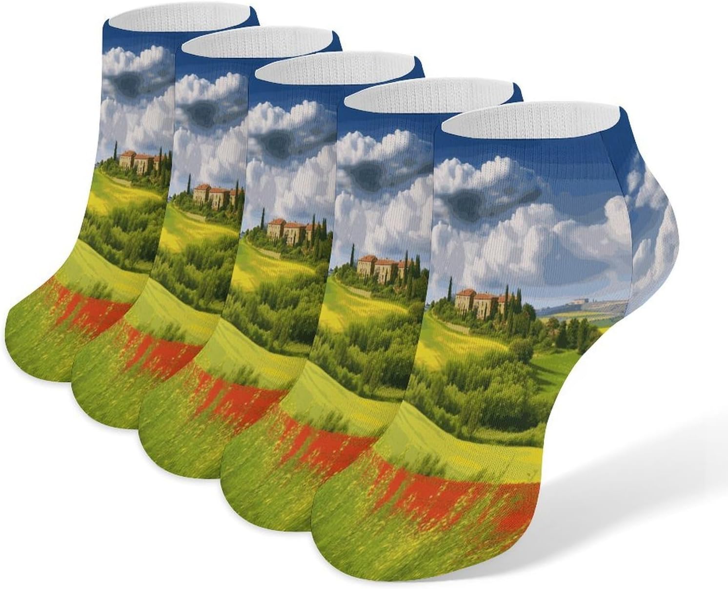 Tuscany Spring Ankle Socks for Men Women 5 Pairs | Comfortable Casual Low Cut Socks, Lightweight No Show Breathable Athletic Socks, Soft Mini Crew Socks for All Seasons