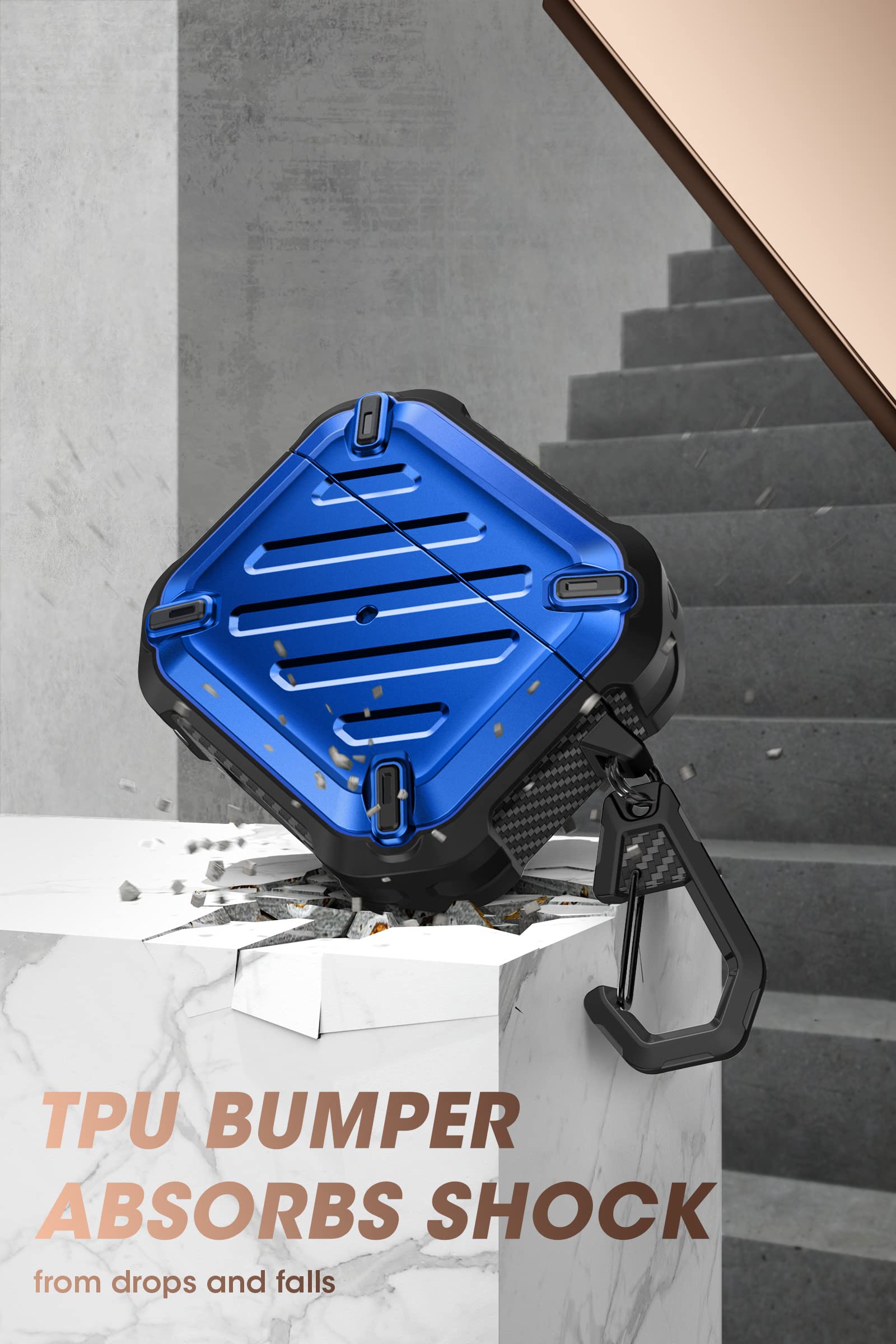 SUPCASE for AirPods 3rd Generation Case with Carabiner, [Supports Wireless Charging] [Anti-Scratch] Full-Body Rugged Shock Resistant Shockproof Hard Shell Protective Case for AirPods 3 (2021), Blue