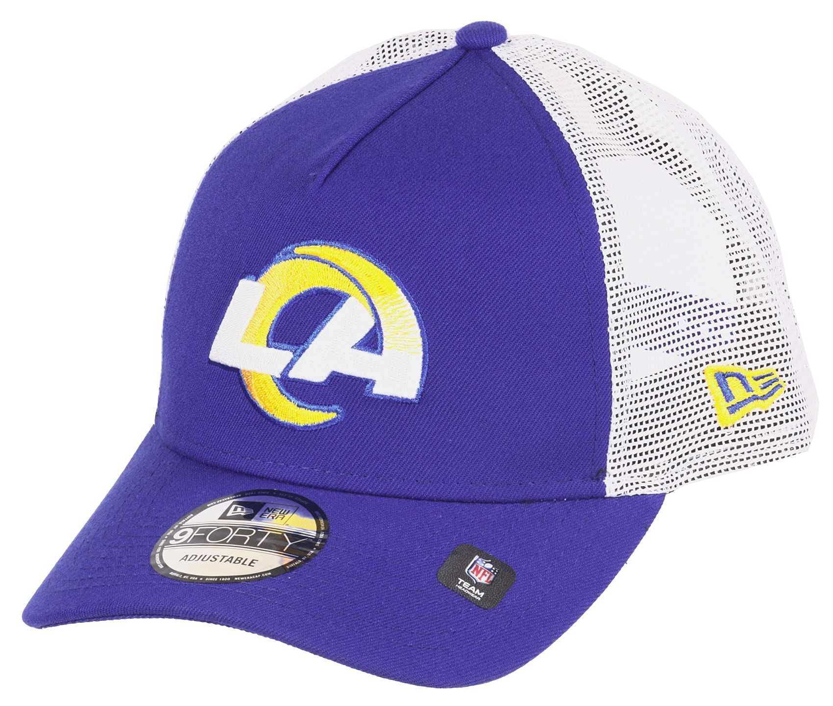 New Era Los Angeles Rams NFL White Mesh Trucker 9Forty A-Frame Trucker Cap - One-Size