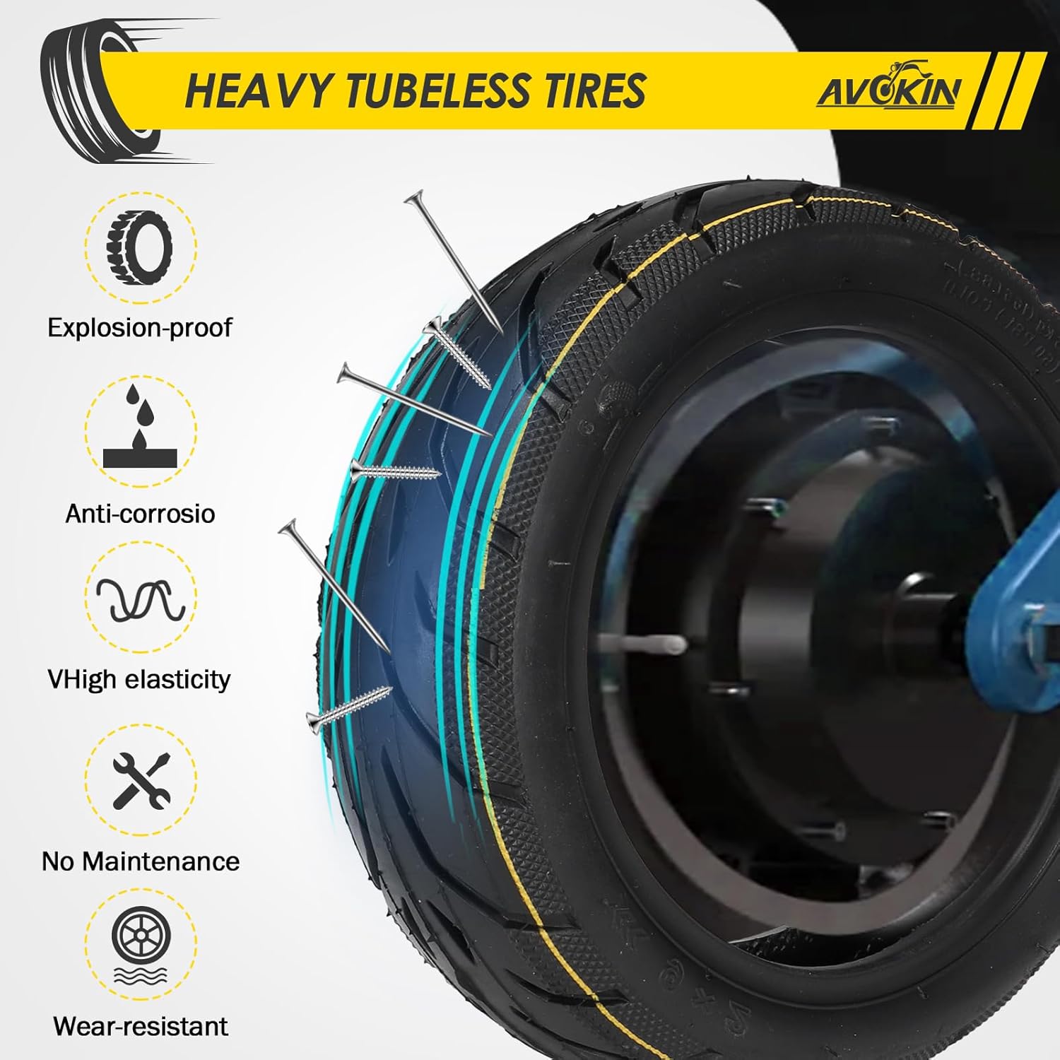 2 Pack 9x2 Rubber Self-sealing Tubeless Tire, 9 Inch Electric Scooter Tires with Live Glue Repairable for Electric/Mobility/Kick Scooter