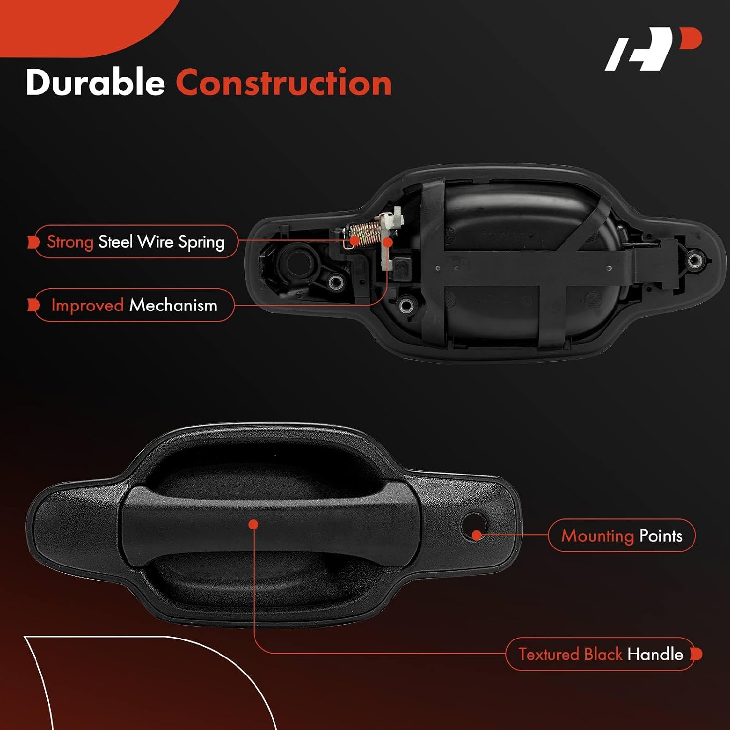 A-Premium Outside Exterior Door Handles Compatible with Chevrolet Colorado & GMC Canyon, 2004 2005 2006 2007, Crew Cab Pickup, Textured Black, 4-PC Set, Front & Rear Driver and Passenger Side