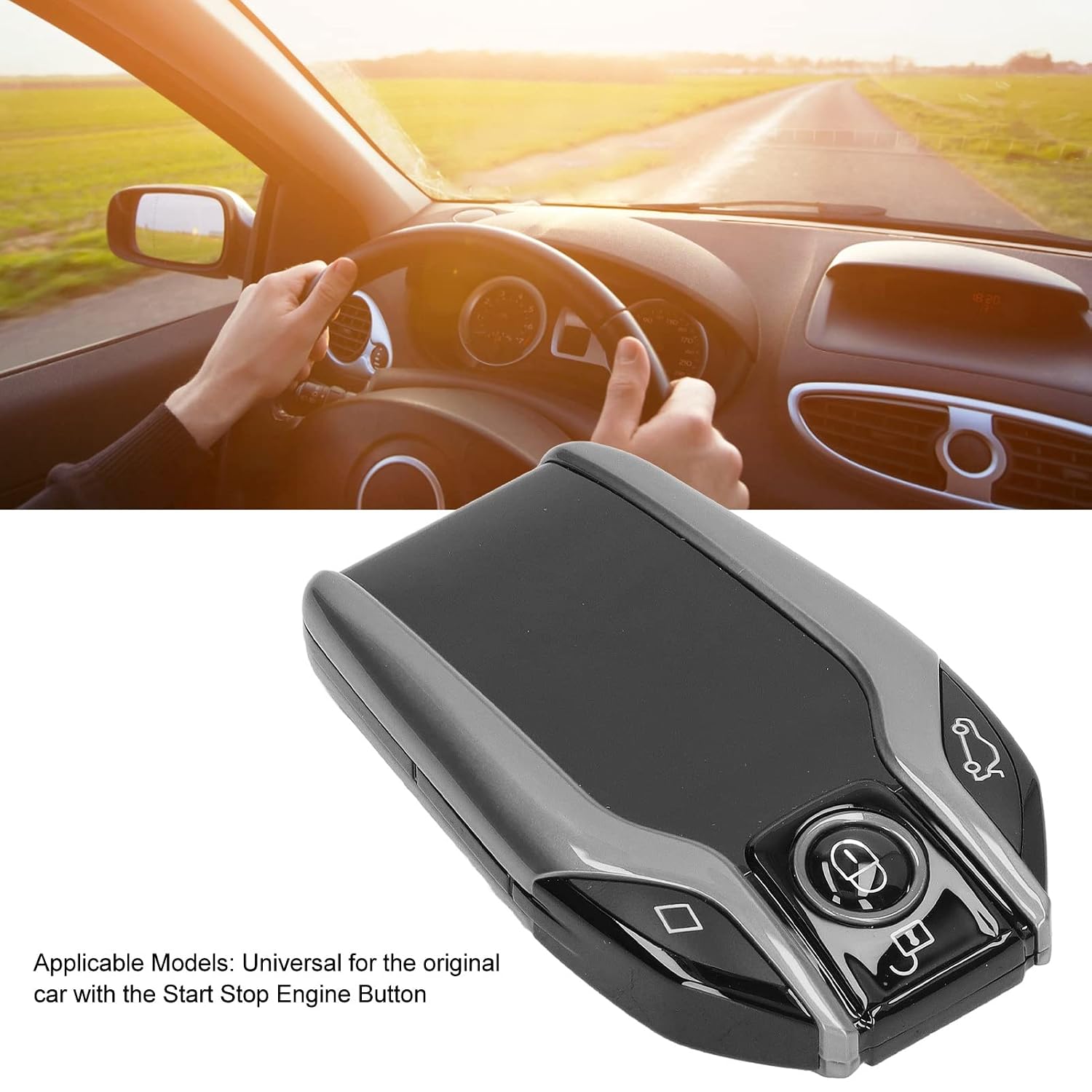 LCD Touch Screen Smart Key Remote Keyless Entry for All Start Stop Engine Button Universal (Silver)