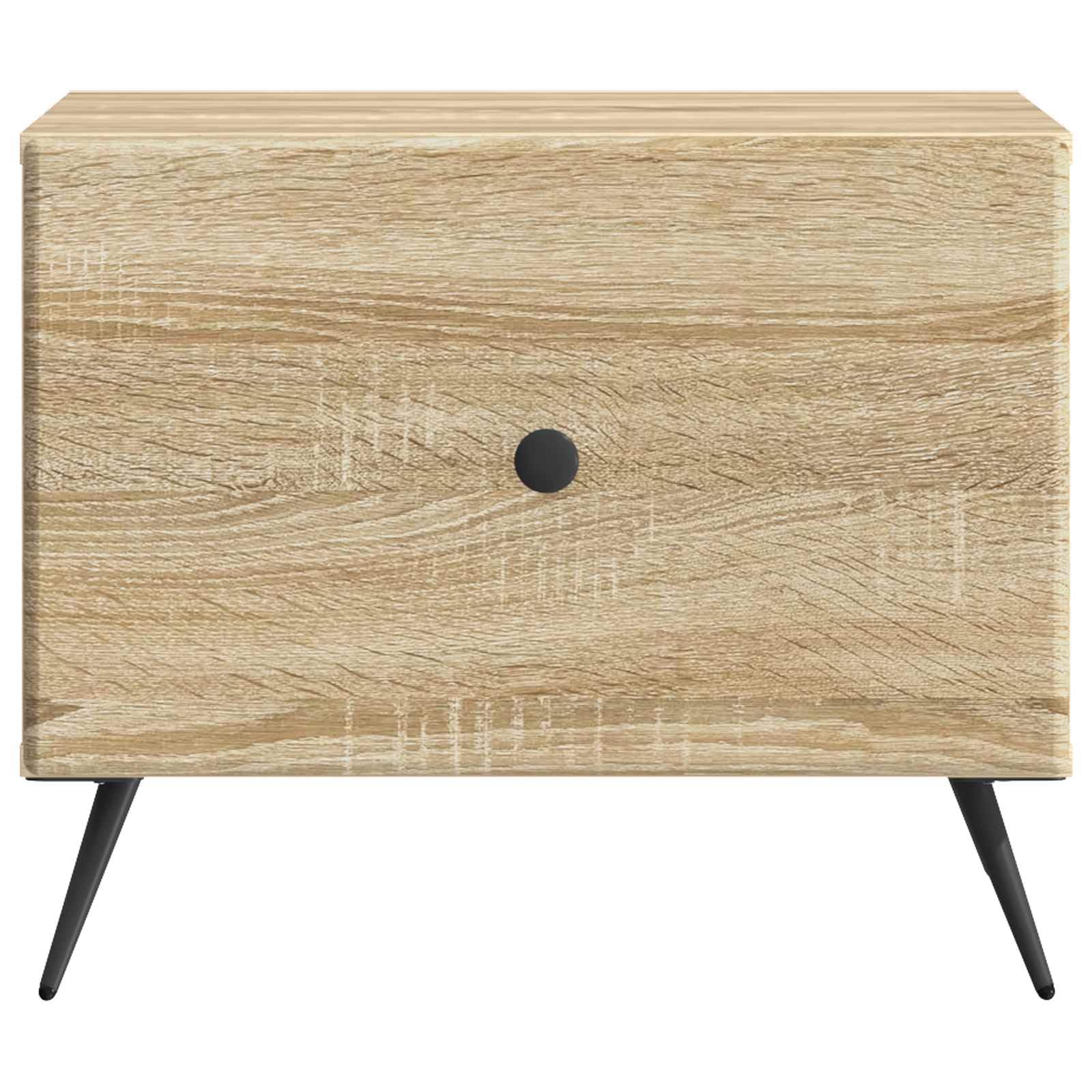 Stolik kawowy dąb Sonoma z materiału drewnopochodnego 49 x 50 x 40 cm z szufladą i miejscem do przechowywania, stolik pomocniczy do salonu, stolik pomocniczy, półka na sofę, styl vintage, do