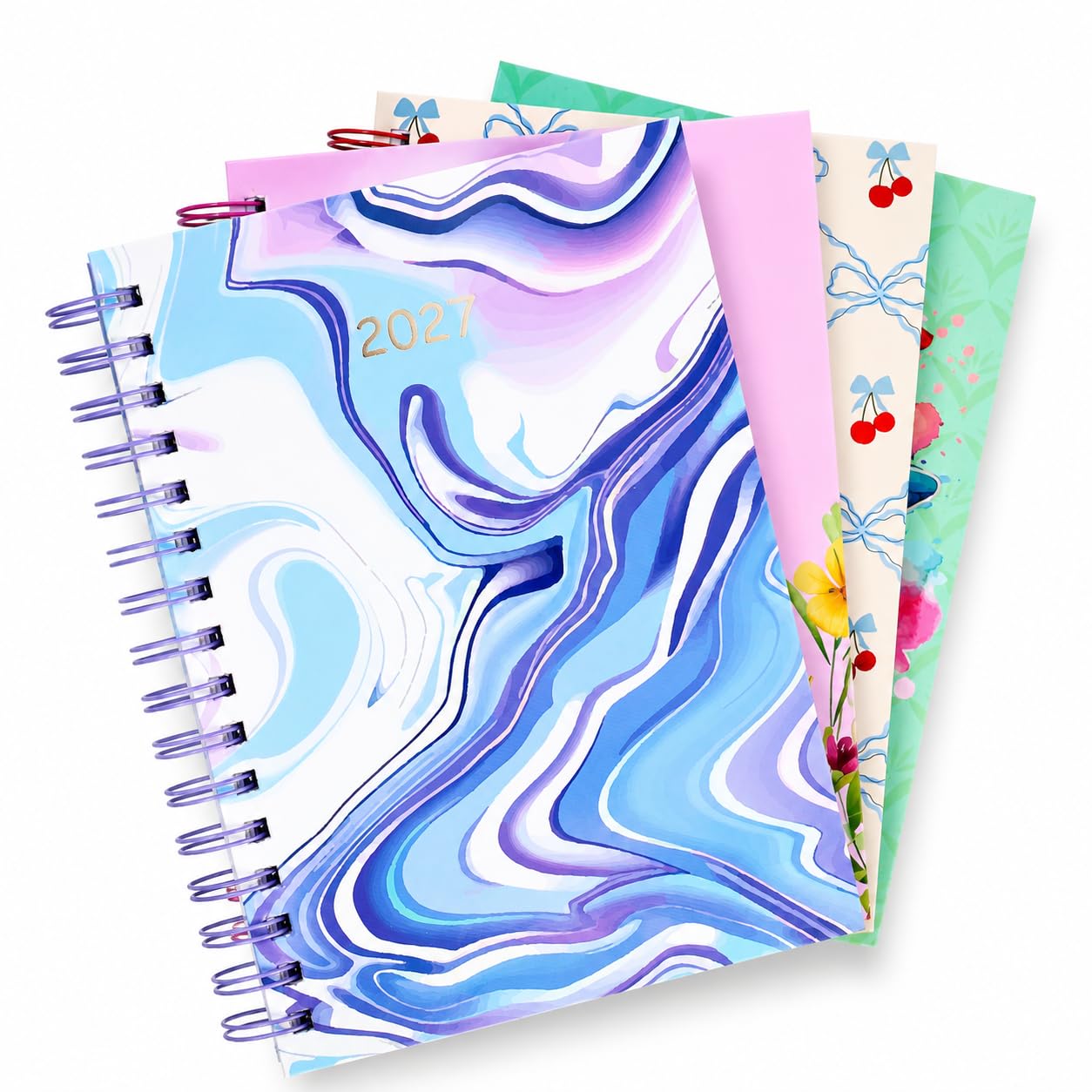 2027 Diary A5 Page a Day Hardback Spiral Bound Daily Planner (Marble)