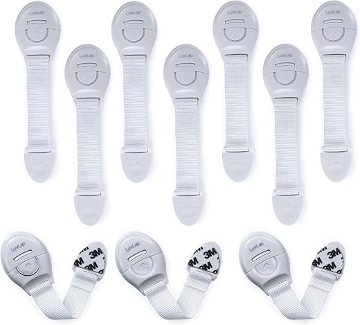 LuvLap Baby Safety Furniture Locks, Pack of 10, Adjustable and Flexible with 3M Adhesive, Safety Locks for Kids, Child Saf...