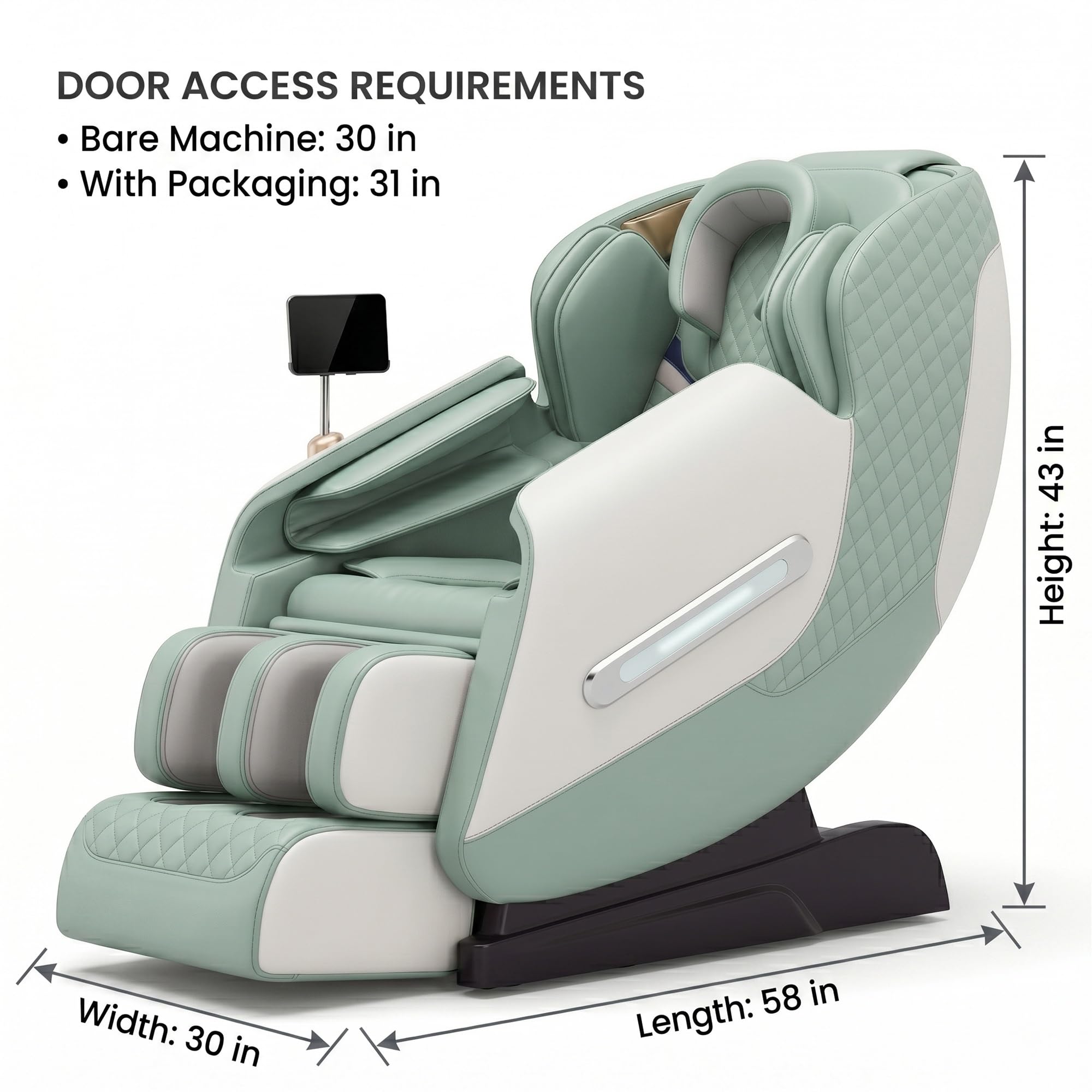 Poltrona Massaggiante 4D Zero Gravity con Binario SL, Chip AI, 25 Modalità, Airbag Full Body, Calore, Altoparlanti Bluetooth, Touch Screen LCD(Groen)