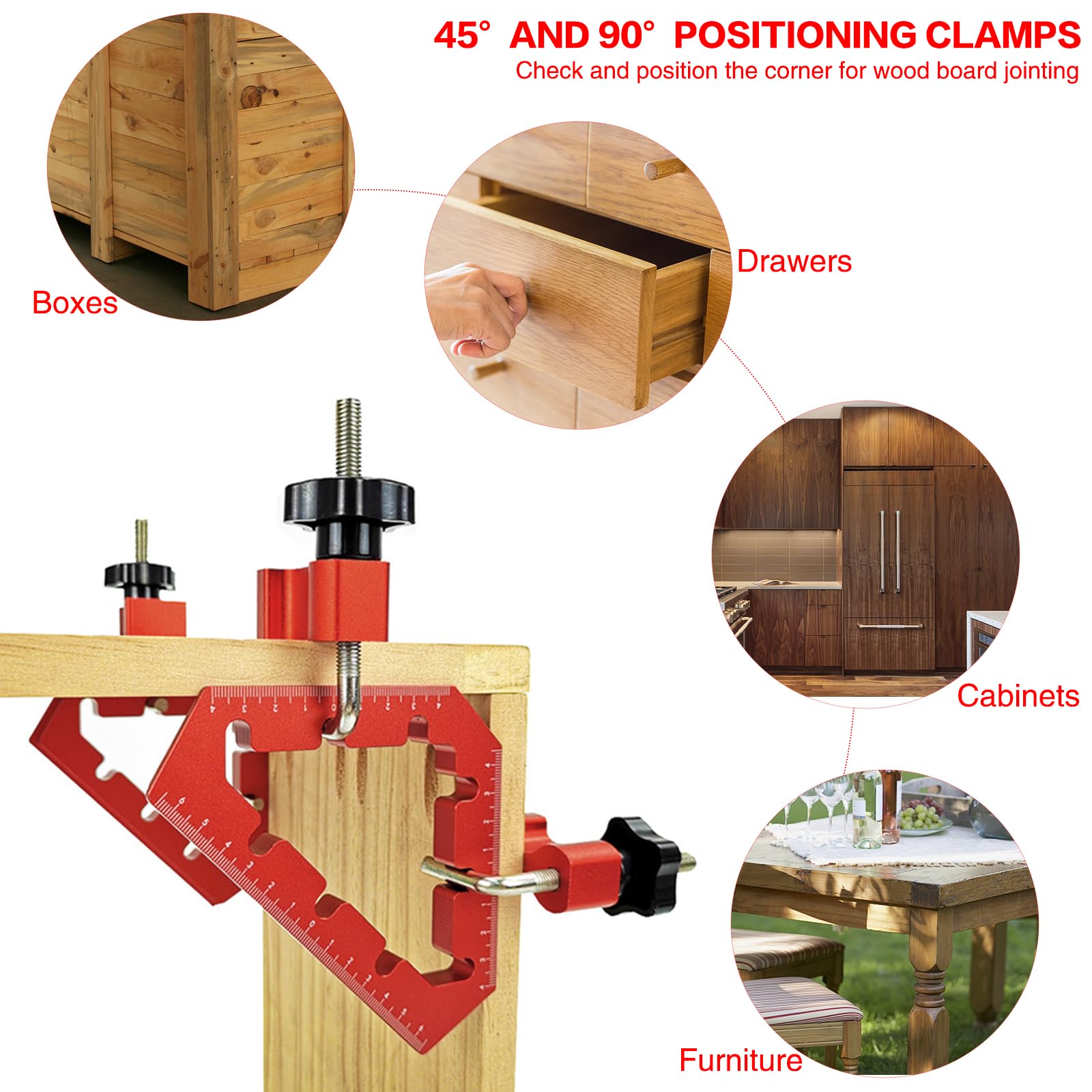 Morsetti Angolari Per Legno 90 Gradi - 4 Clip E 2 Squadrette 10x10cm Per Falegnameria - Foto 2