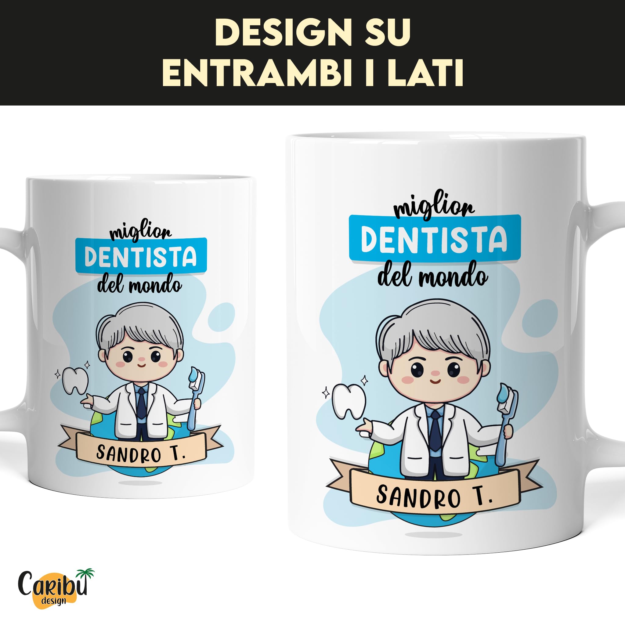 Tazza Dentista Personalizzata Nome Colore Capelli Regalo Ringraziamento Dentisti