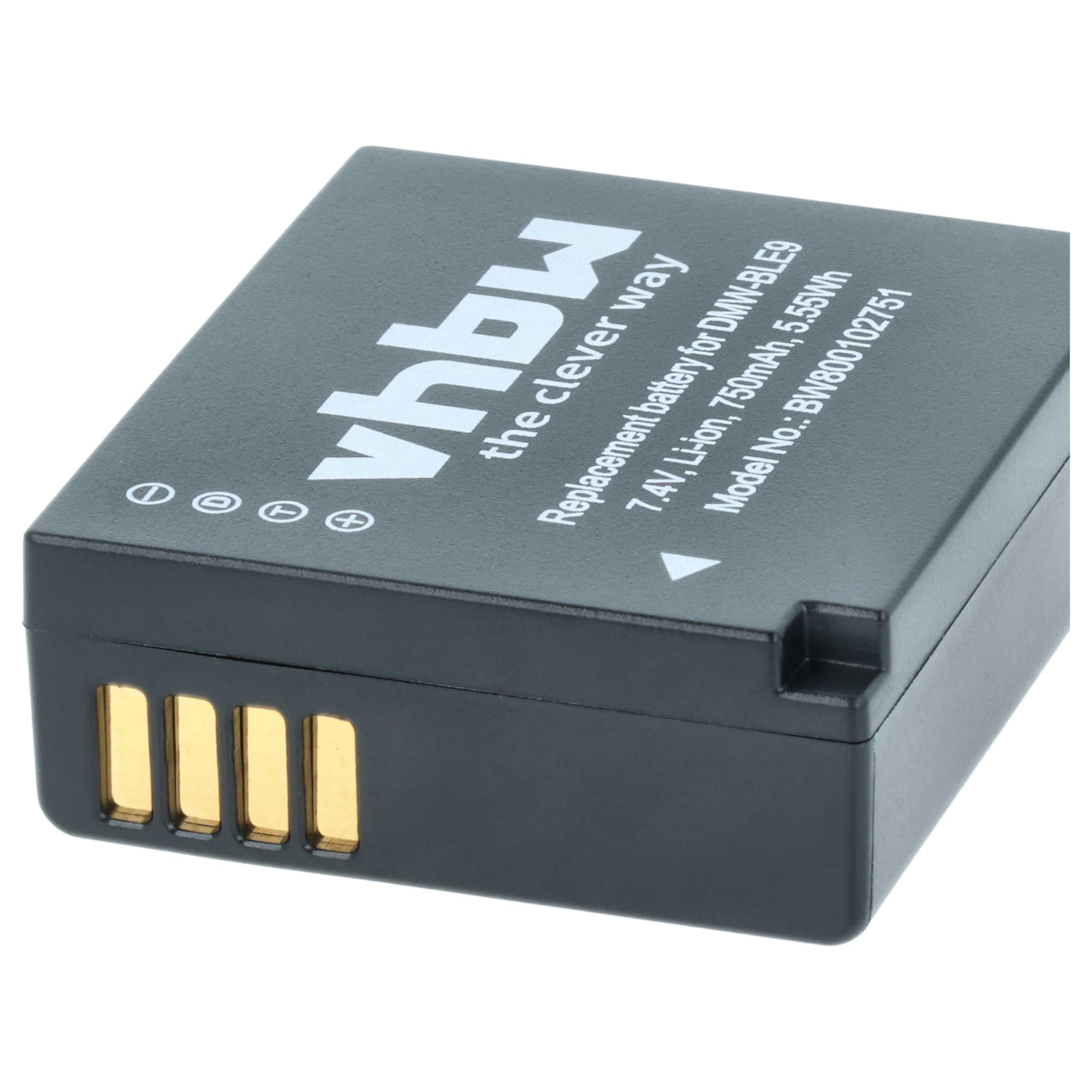 vhbw 3x batteria compatibile con Panasonic Lumix DMC-LX100S, DMC-LX100K, DMC-S6K, DMC-S6, DMC-GX9, DMC-TX1 fotocamera (750mAh, 7,2V, Li-Ion)