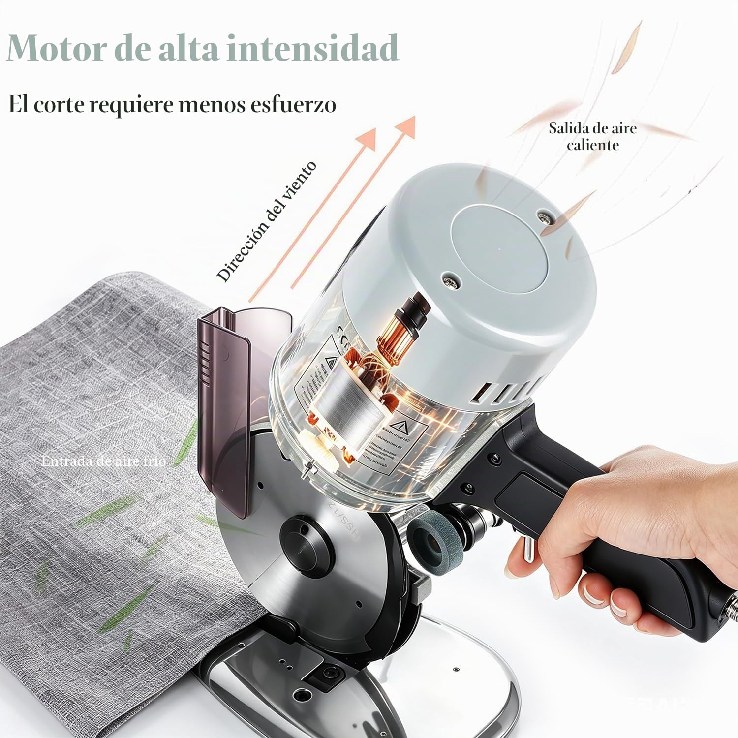 CGOLDENWALL Cortador Tela Rotativo Electrico YJ-125, Cuchilla 125mm | 40mm Grosor Max de Corte, Afilado Automatico, Cuchilla Repuesto, Textil Cuero