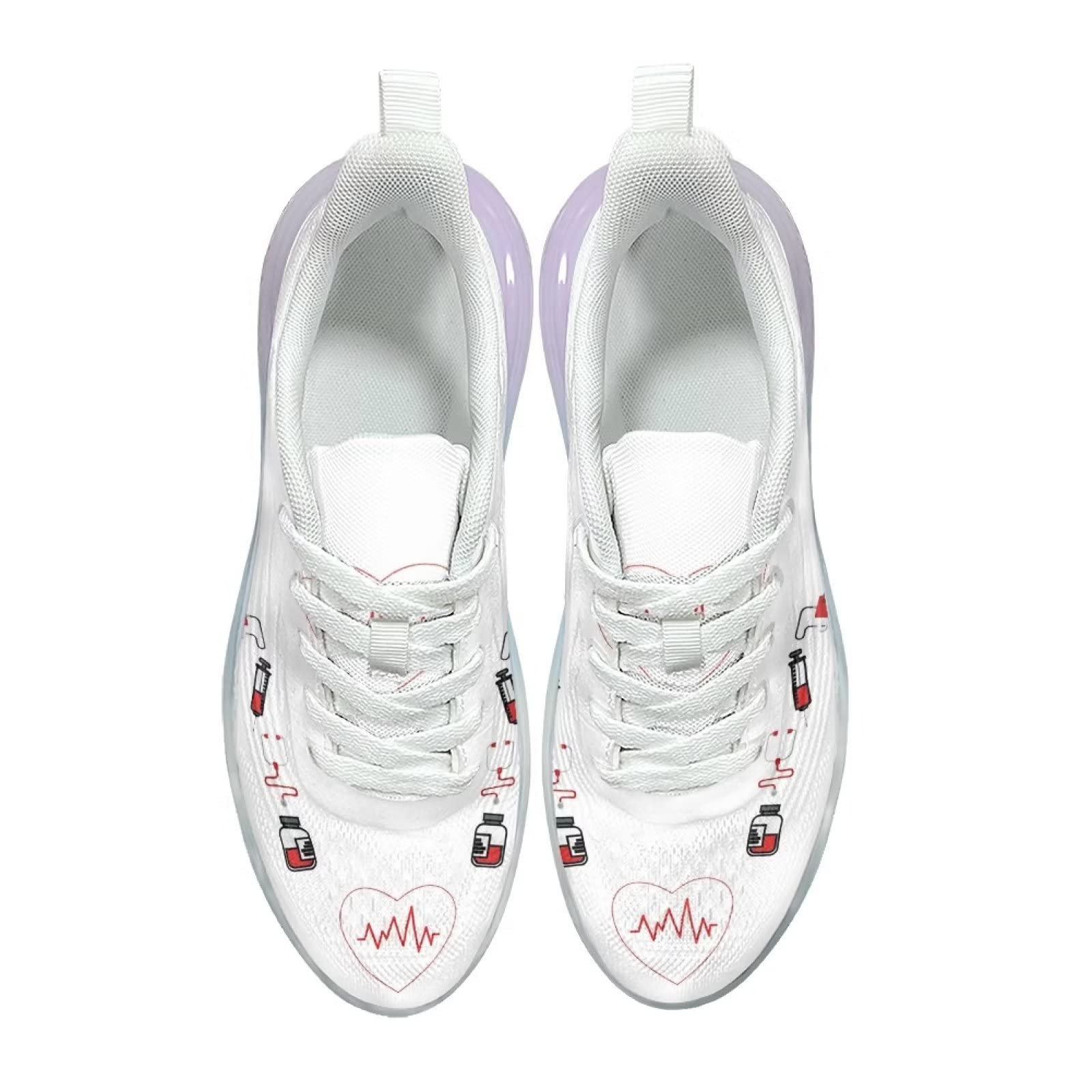 Damskie buty sportowe nastolatki sportowe sportowe wsuwane trampki damskie buty treningowe oddychające lekkie buty do biegania, Druk pielęgniarski 2, 39 EU