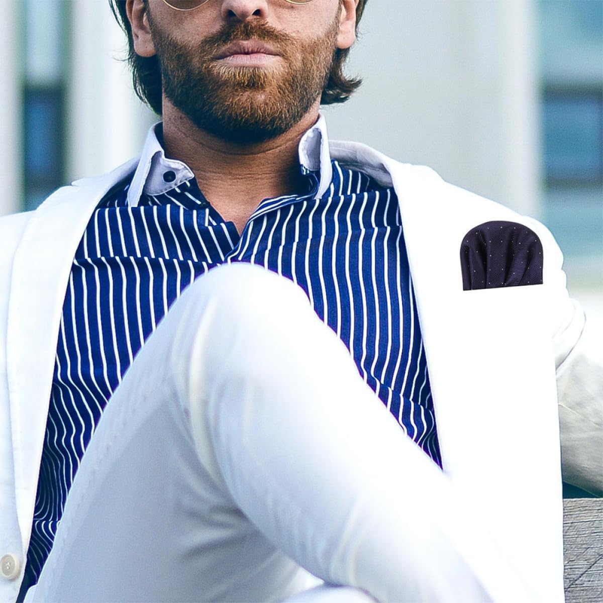 2pcs 2pcs Men Pre-folded Pocket Squares for Suit Polyester Decorative Handkerchiefs with Fine Workmanship Suitable for Formal Occasions Like Weddings and Graduations