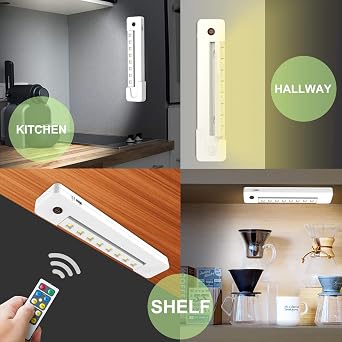 BIGLIGHT Under Counter Light Battery Operated, Dimmable Closet Light with Remote and Timer, Wireless Under Cabinet Lighting, Stick on Lights for Pantry Wardrobe Shelf, Warm White, 10 Inch