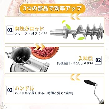 Amazon | Hanchen 手動ミンサー 吸盤/ブラケット固定 腸詰めでき