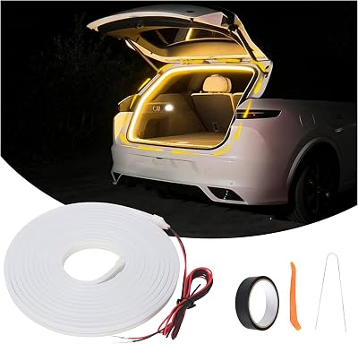 Trunk Led Light Strip for SUV, 157.48" Dynamic Flowing Trunk Light Strip, Non-Destructive Installation, Waterproof, Suitable for SUV/MPV Cargo Area Lighting(Warn White)