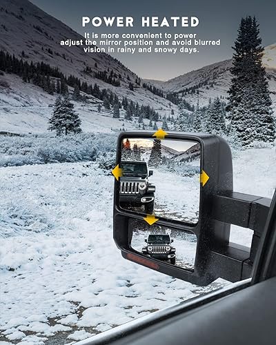 Miniatura 3 de OCPTY Espejo de remolque para 2007 2008 2009 2010 2011 2012 2013 2014 para Ford para camioneta F-150 Pickup Camión Remolque Espejos Par Par Potencia