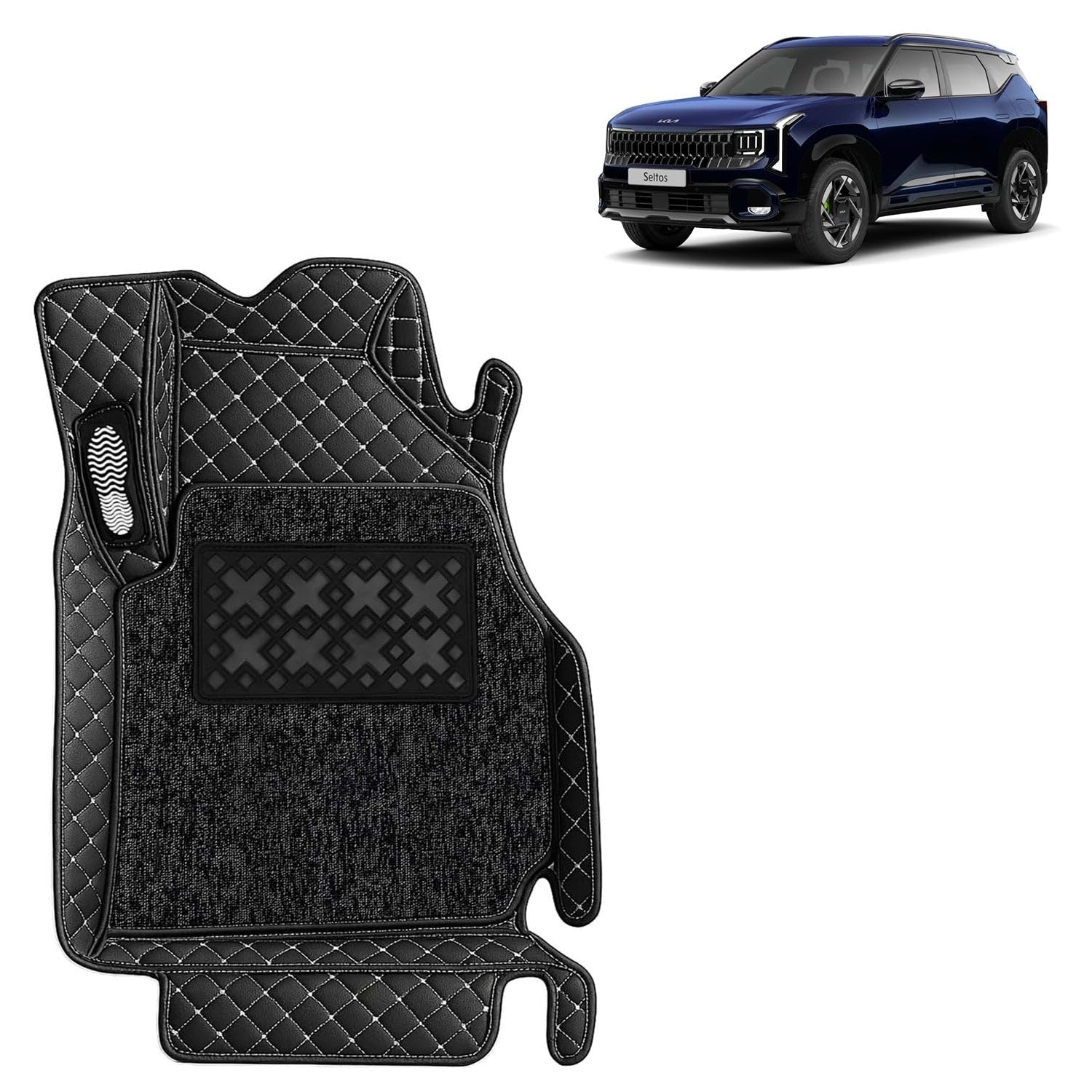 KINGSWAY Accessories Premium 7D Car Floor Mats Only Compatible with Kia Seltos Year 2026 Onwards All Model, Set of 3 Pcs, 100% Waterproof & Washable Luxury 7D Car Foot Mats, Classic Black-image-39