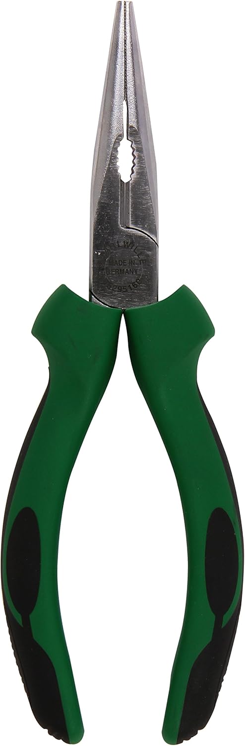 Stahlwille 65296145 Snipe Nose Pliers with Cutter (Radio-or-Telephone Pliers), Form A, Polished Head, and Multi-Component Handles with Softer Layers, 140 mm