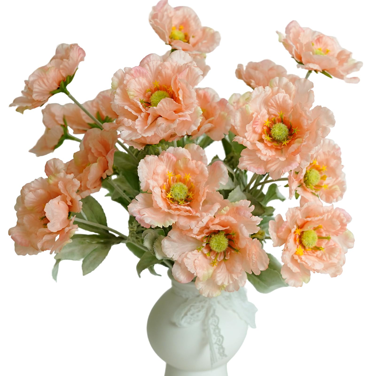 Lumoslyy Artificial Poppies Flowers, Fake Flowers 5 Stems for Home Decoration 19.7 inches Silk Flowers Poppy Realistic Arrangement(Orange)